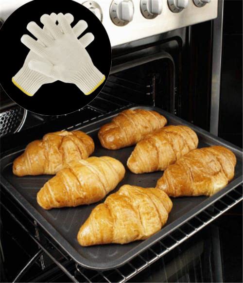 4 Pairs Heat Resistant Oven Gloves with Fingers - Extra Long Kitchen Mittens for Cooking, Baking, Grilling & BBQ - Perfect for Baking, Roasting, Handling Hot Pans & Outdoor Barbecue