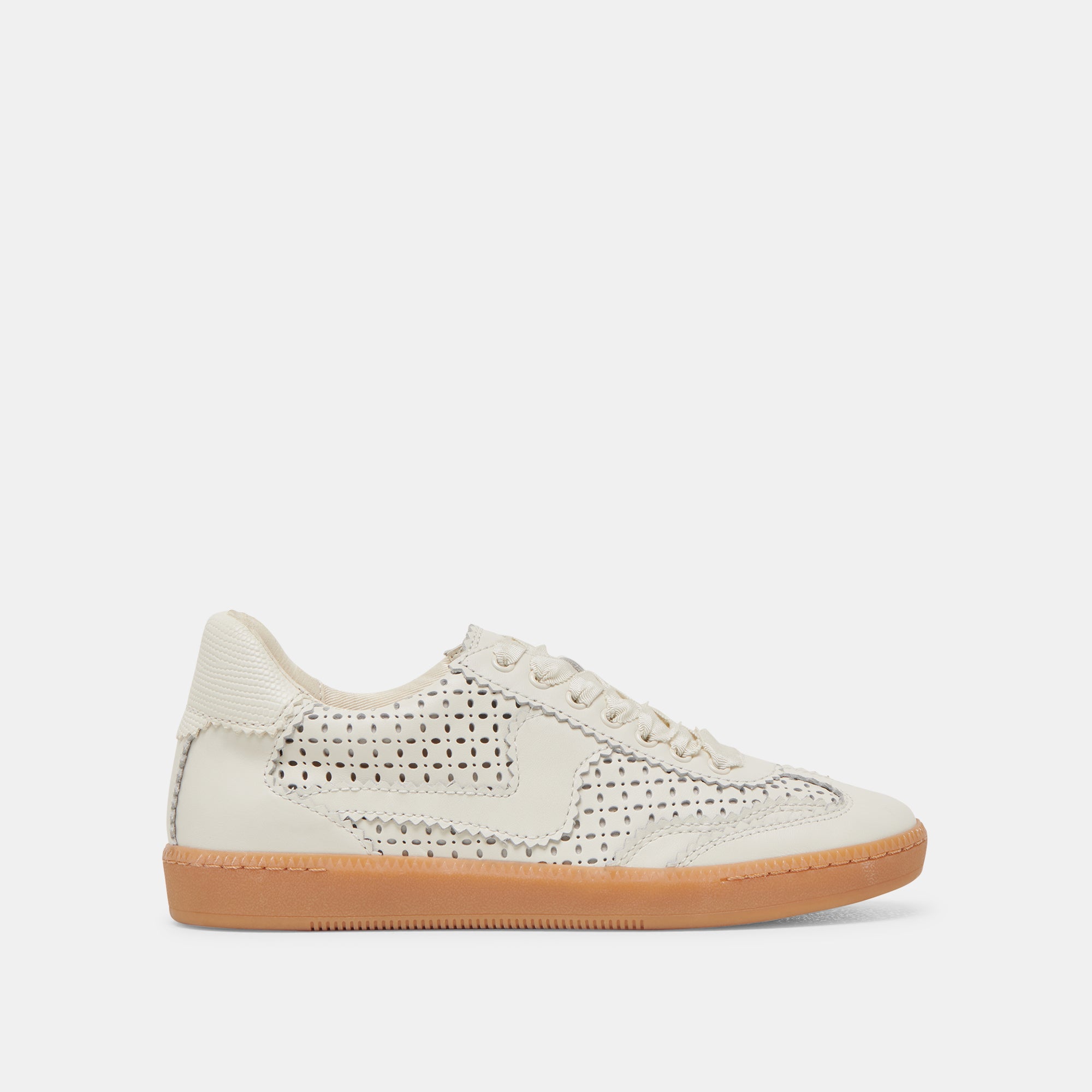 Notice White Leather Perforated Eyelet Sneakers - Comfortable & Stylish Shoes for Casual Wear, Walking, and Everyday Fashion