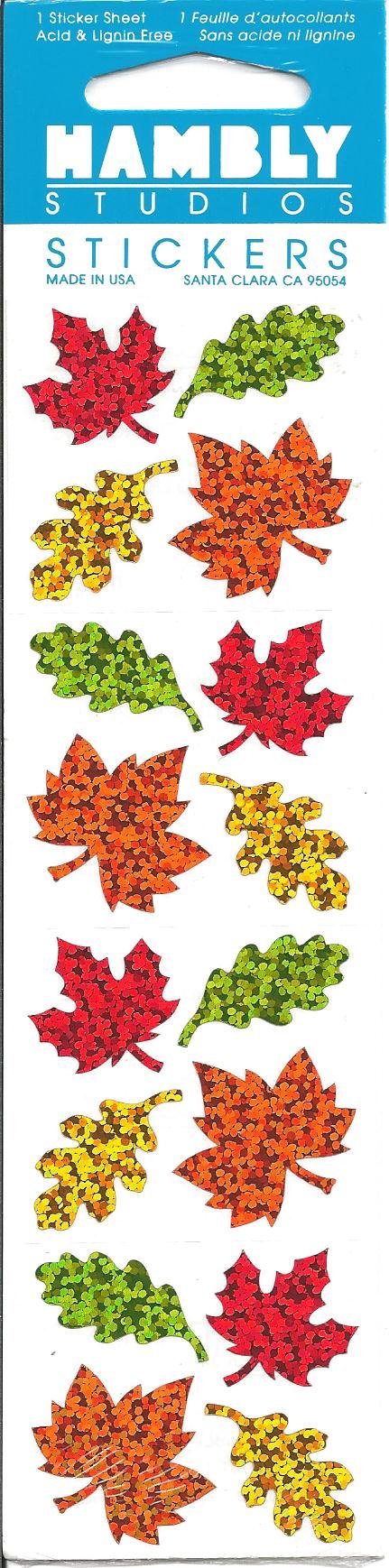 Mini Autumn Leaves Sparkle Scrapbook Stickers (P7575) - Fall Journaling Supplies, DIY Scrapbooking Embellishments for Cards, Albums, Bullet Journals & Planner Decorations