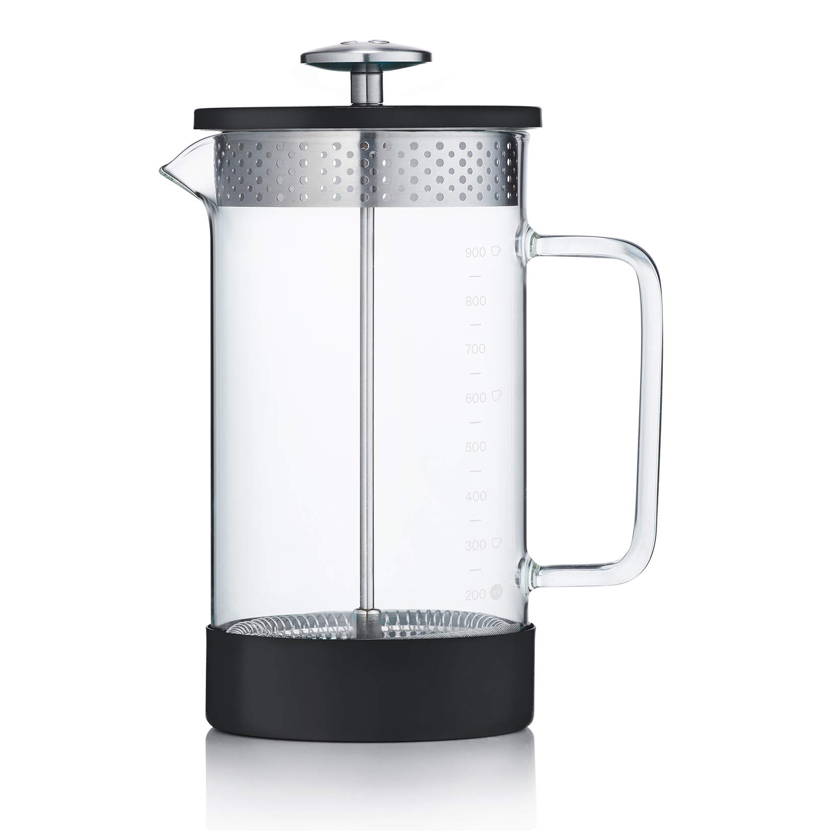 Barista & Co Core Plastic-Free Sustainable French Press Coffee Maker - 1L (33.8 oz) - Eco-Friendly Cafetiere for Home, Office & Camping - Black