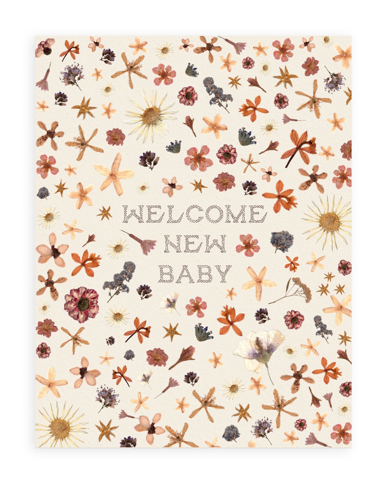 Pressed Flowers Welcome New Baby Card - Handmade Floral Greeting Card for Baby Shower, Birth Announcement, Newborn Gift - Perfect for Celebrating New Arrivals & Special Moments