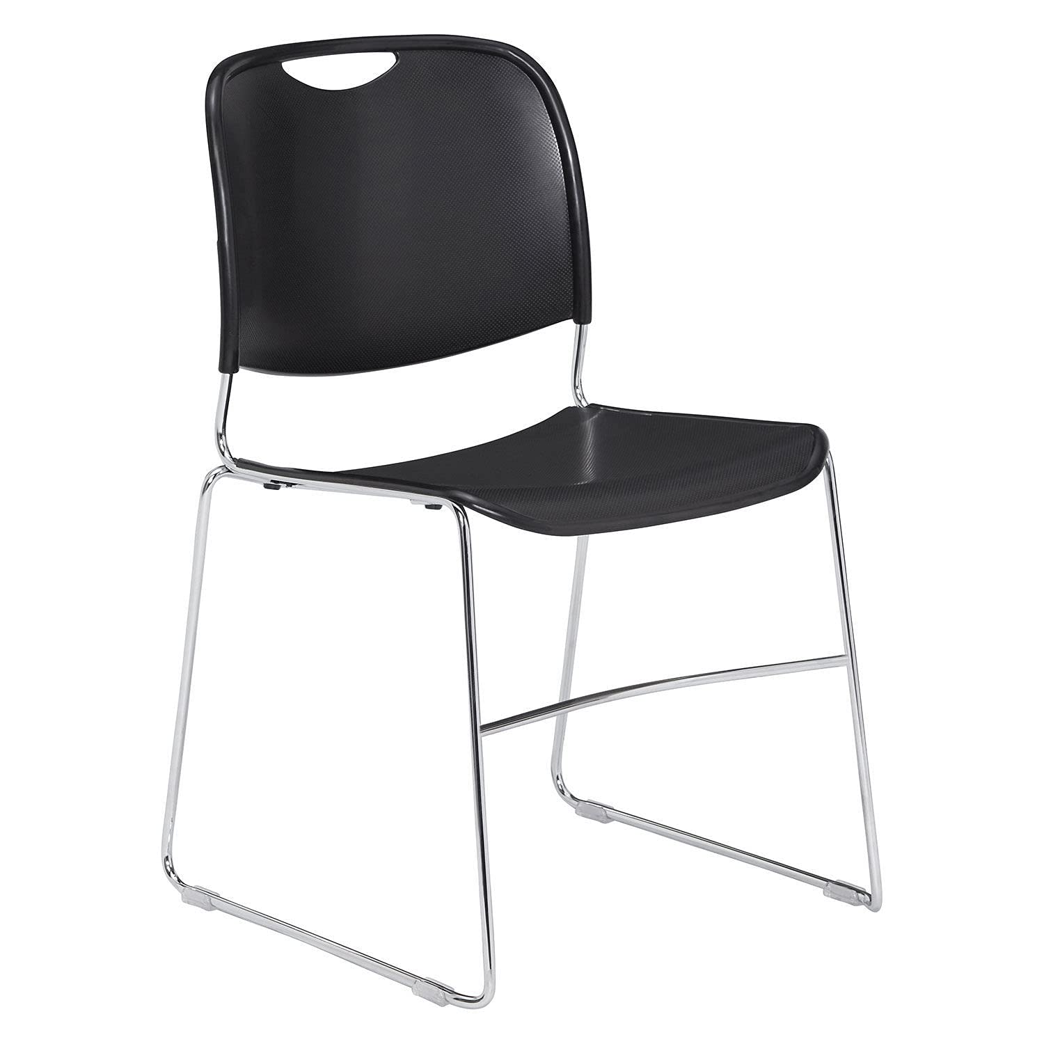 Black Industrial Plastic Stack Chairs - Pack of 4 | Heavy Duty Commercial Stackable Chairs for Office, Classroom, Restaurant & Outdoor Use