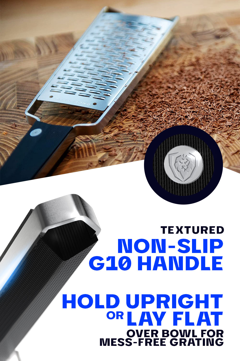 Premium Stainless Steel Wide Cheese Grater - Professional Kitchen Tool for Shredding Hard Cheeses | Dalstrong © | Perfect for Pasta, Pizza & Salad Toppings