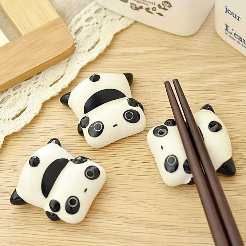 8Pcs Panda Chopsticks Holder Set - Ceramic Chopsticks Stand with Cute Panda Pattern, Spoon Fork Knife Organizer - Perfect for Asian Dining, Sushi Nights & Kitchen Decor