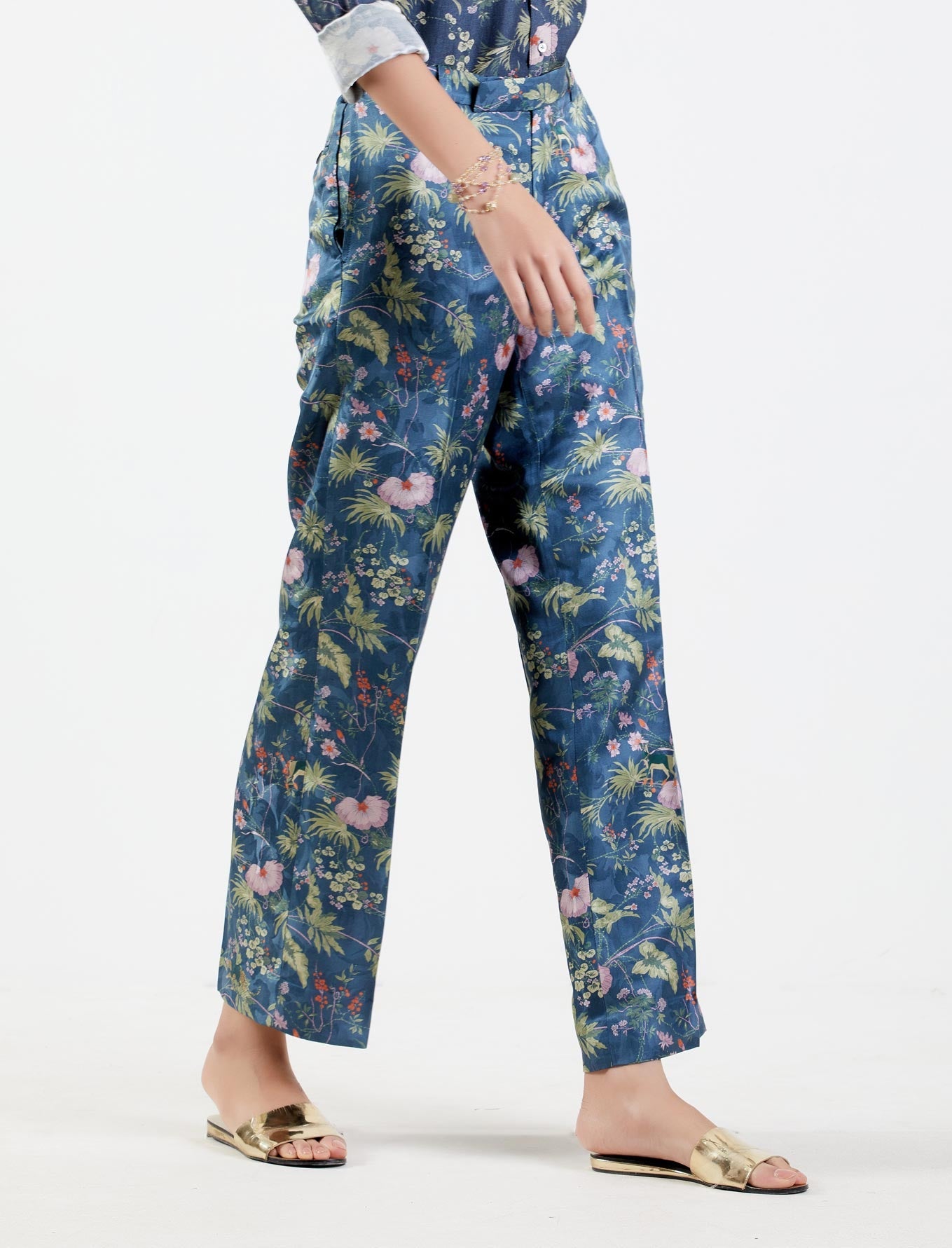 Premium Straight Fit Silk Damask Trousers in Midnight Blue - Elegant Formal Pants for Business, Office & Evening Events