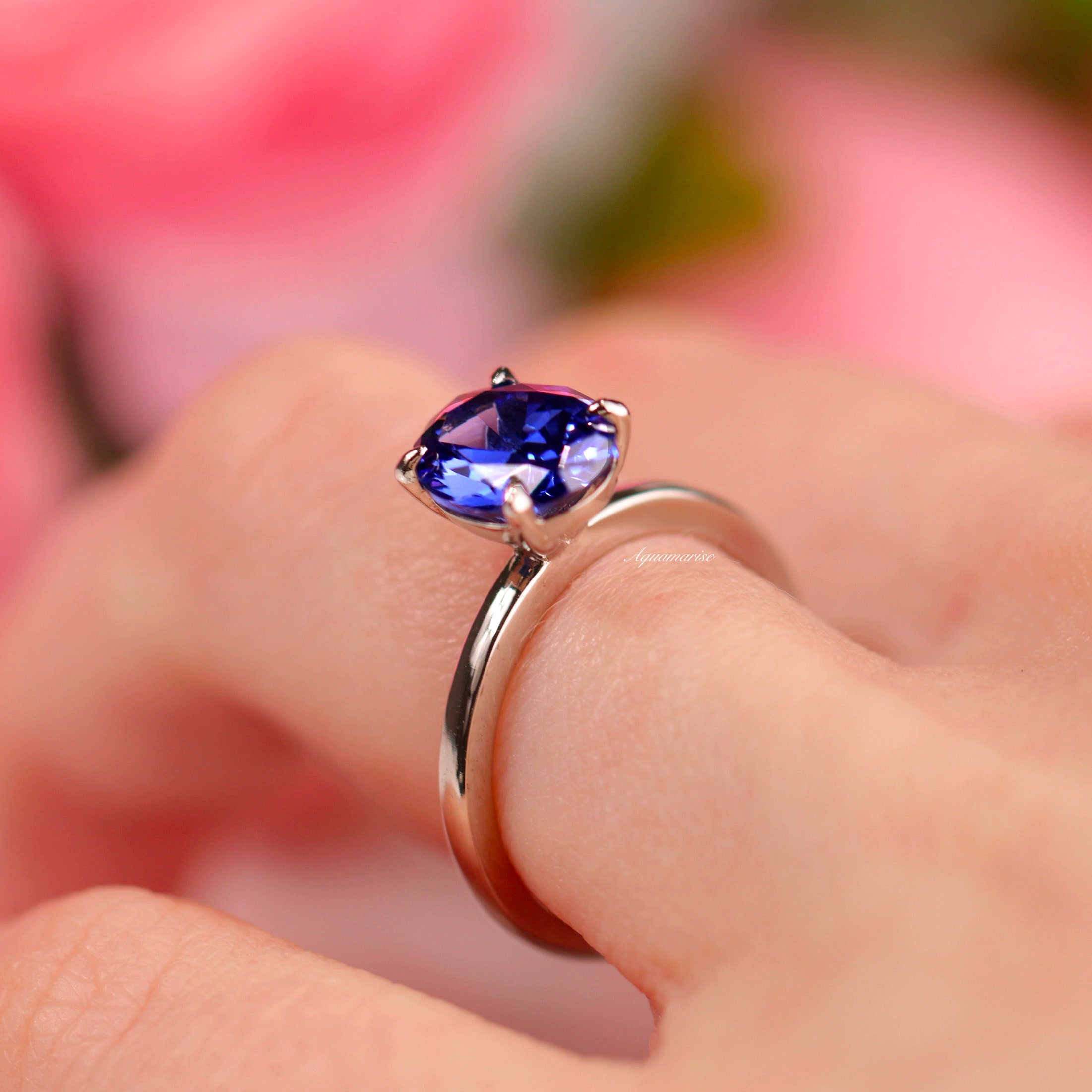 2CT Solitaire Tanzanite Ring in Sterling Silver - Elegant Blue Gemstone Jewelry for Engagement, Wedding & Anniversary Gifts