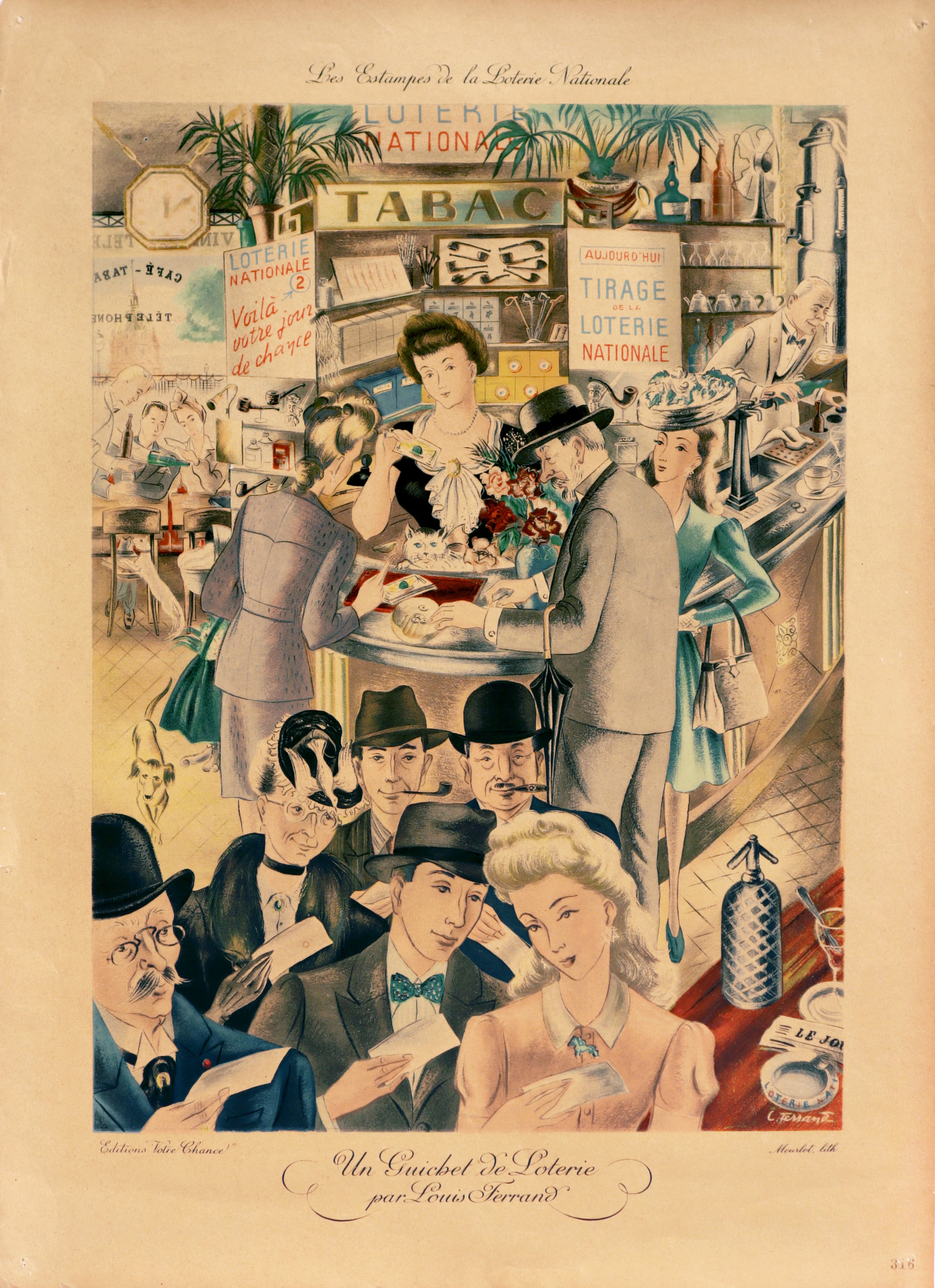 Vintage 1930s French Lottery Poster - Les Estampes de la Loterie Nationale by Louis Ferrand - Antique Lottery Ticket Booth Art Print - Perfect for Home Decor, Office Wall Art & Vintage Collectors