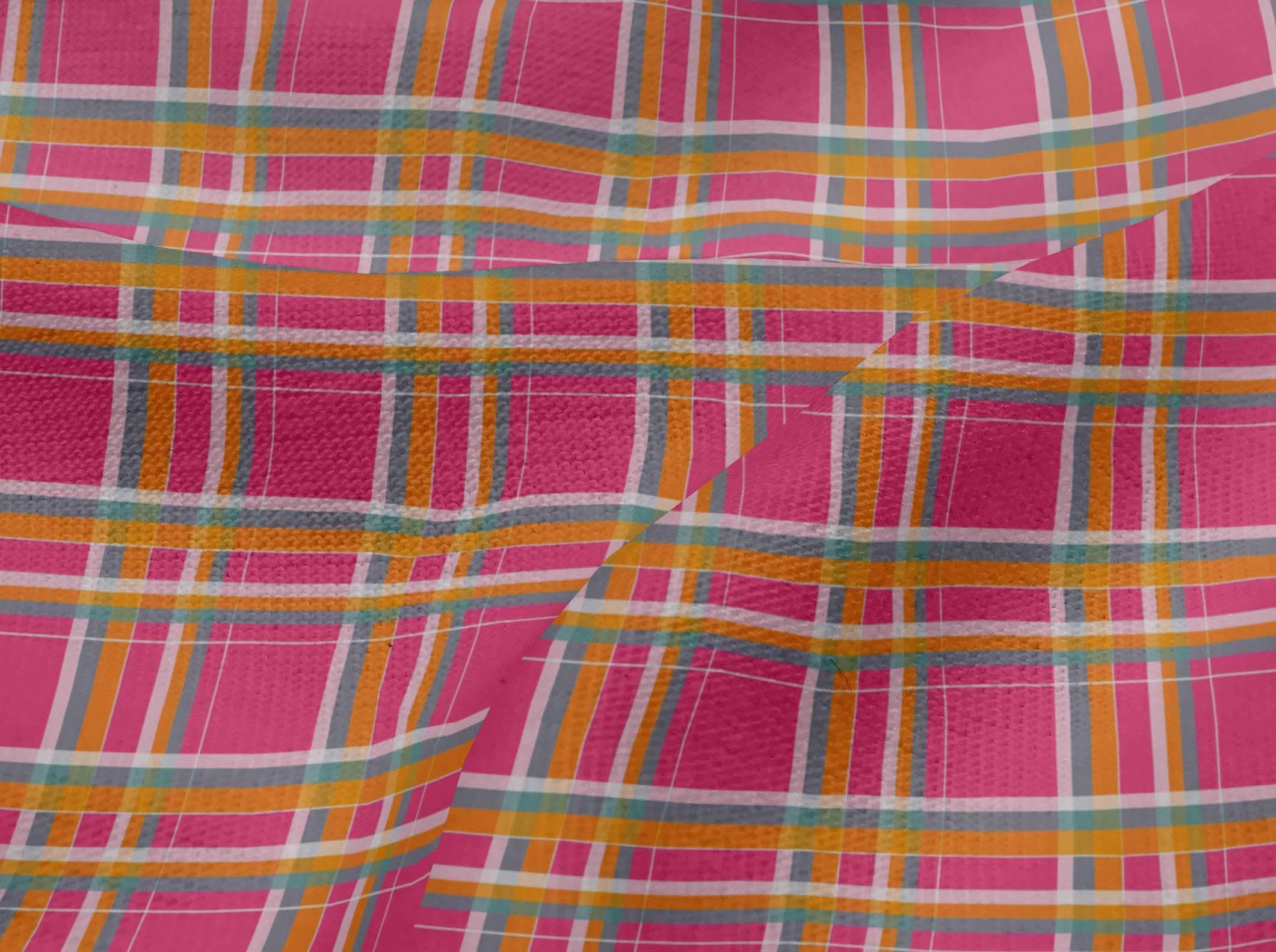 oneOone Viscose Jersey Fuschia Pink Madras Check Dress Fabric - 60 Inch Wide Printed Material by The Yard | Perfect for Summer Dresses, Skirts & DIY Fashion Projects