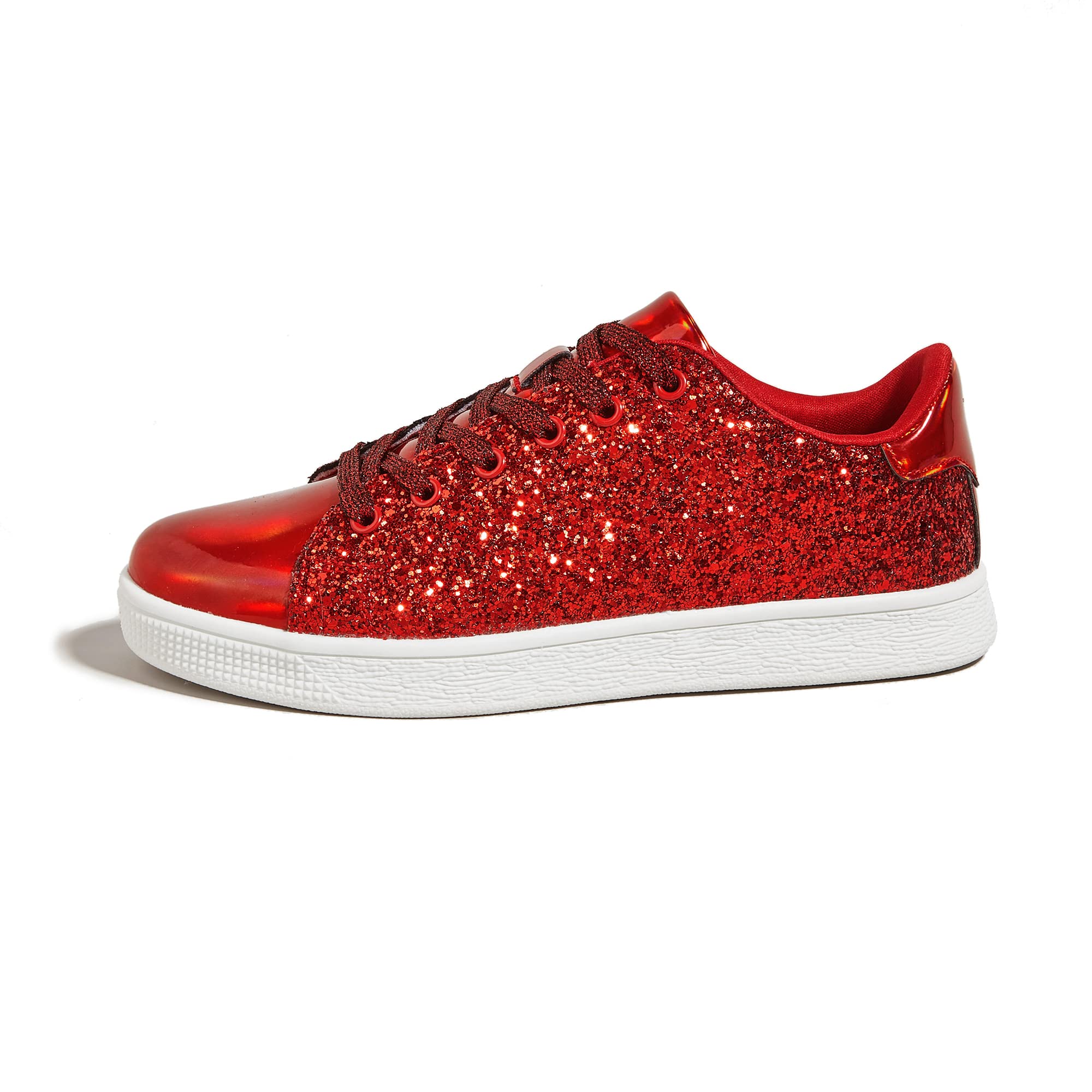 LUCKY STEP Women's Glitter Sneakers - Fashion Lace Up Sparkly Shoes for Casual Wear, Parties & Everyday Outfits | Trendy Comfortable Walking Shoes