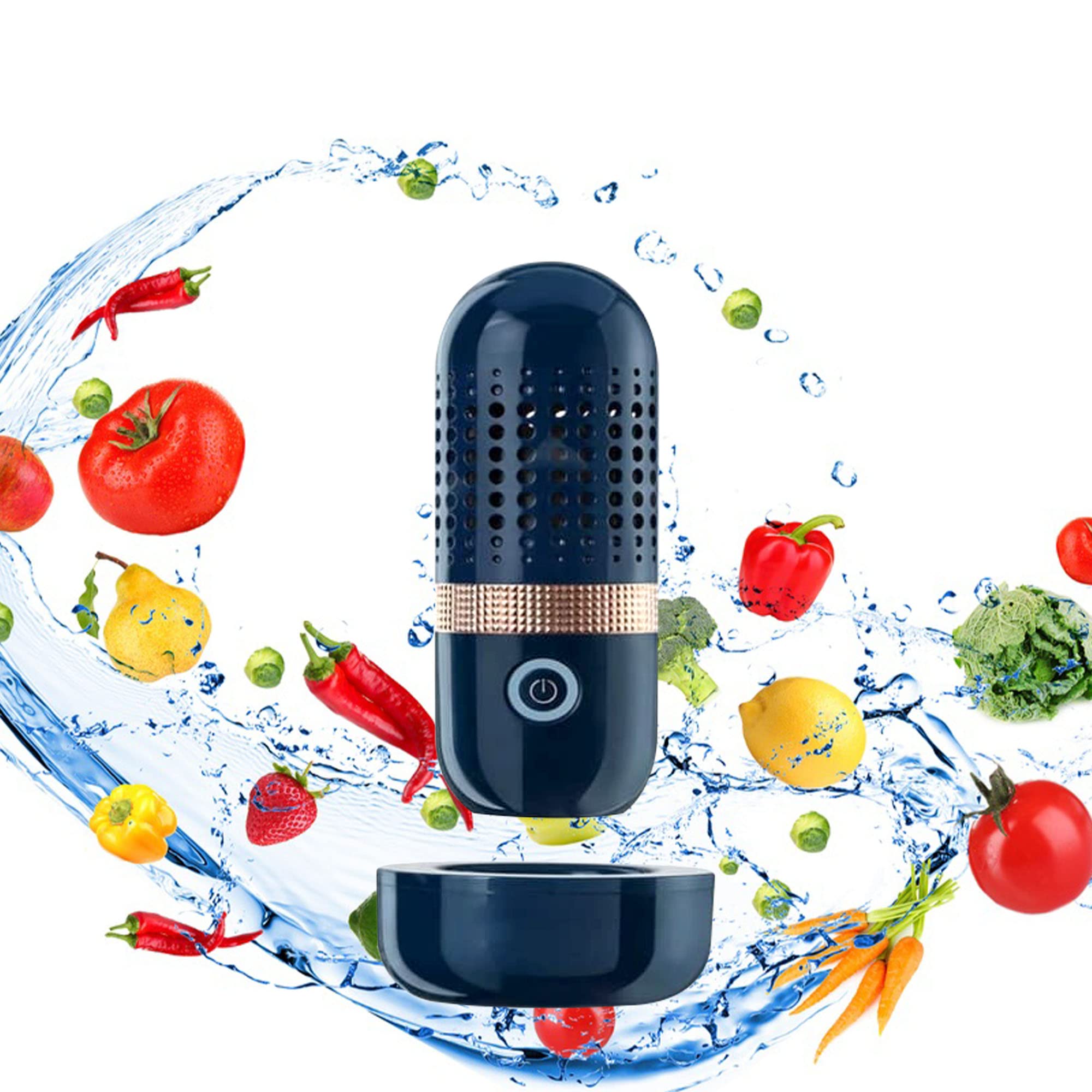Portable 4400mAh USB Rechargeable Fruit and Vegetable Cleaner Machine - Automatic Household Capsule-Shaped Washer for Fresh Produce | Perfect for Kitchen, Camping & Travel Use
