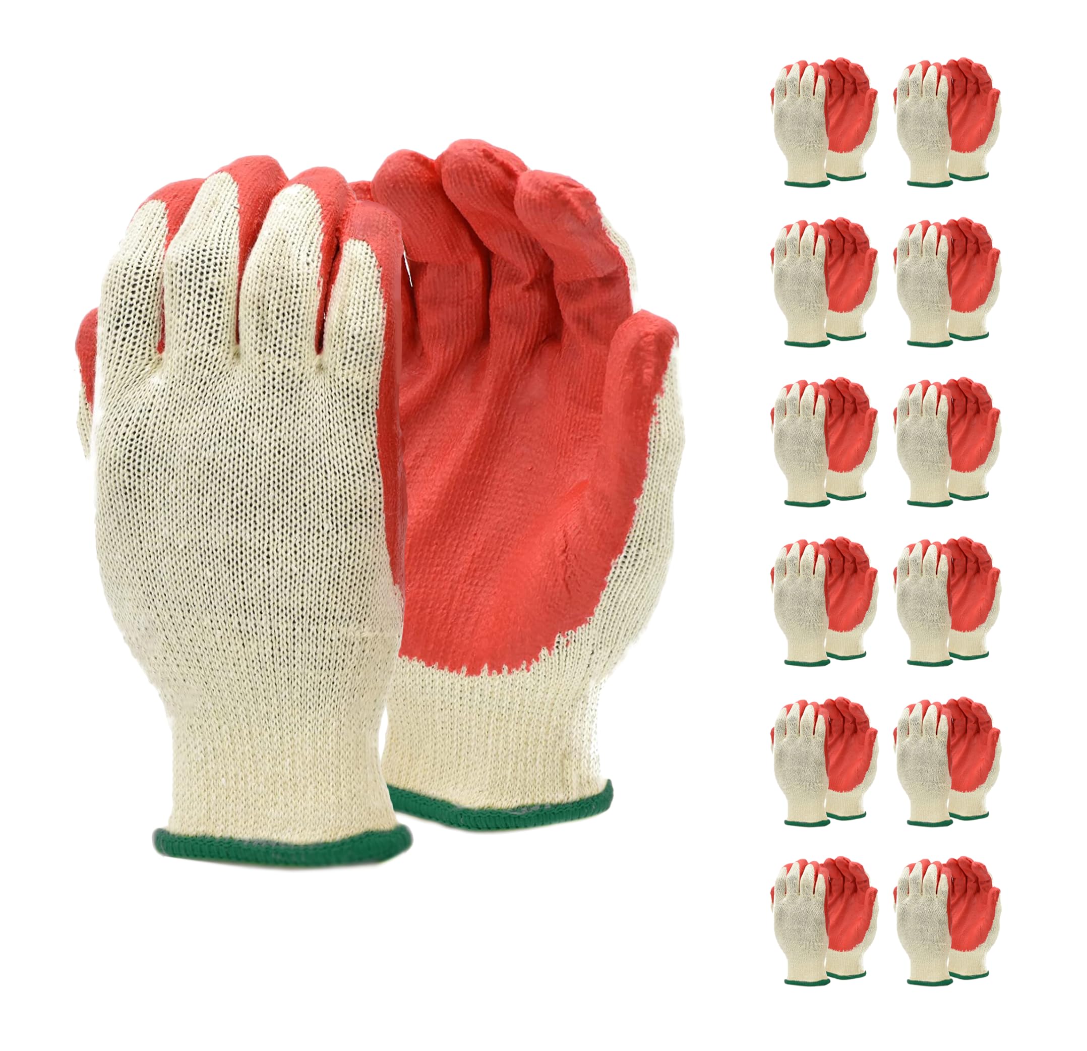 ATERET String Knit Palm Latex Dipped Nitrile Coated Work Gloves - Durable & Flexible for Warehouse, Construction, Gardening, Landscaping & DIY Projects | Perfect for Heavy Duty Work, Outdoor Activities & Home Improvement