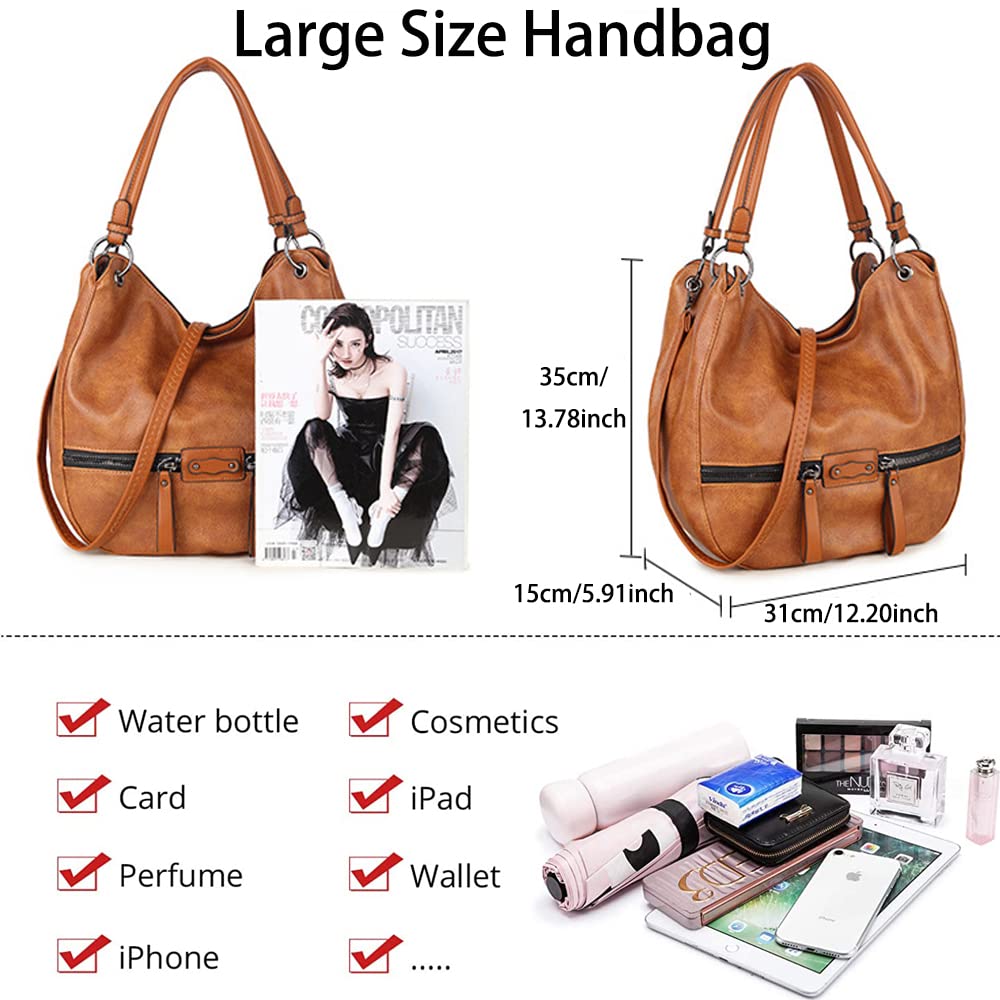 Stylish Women's Large PU Leather Hobo Shoulder Bag - Tote & Crossbody Handbag for Ladies - Perfect for Work, Travel, and Everyday Use