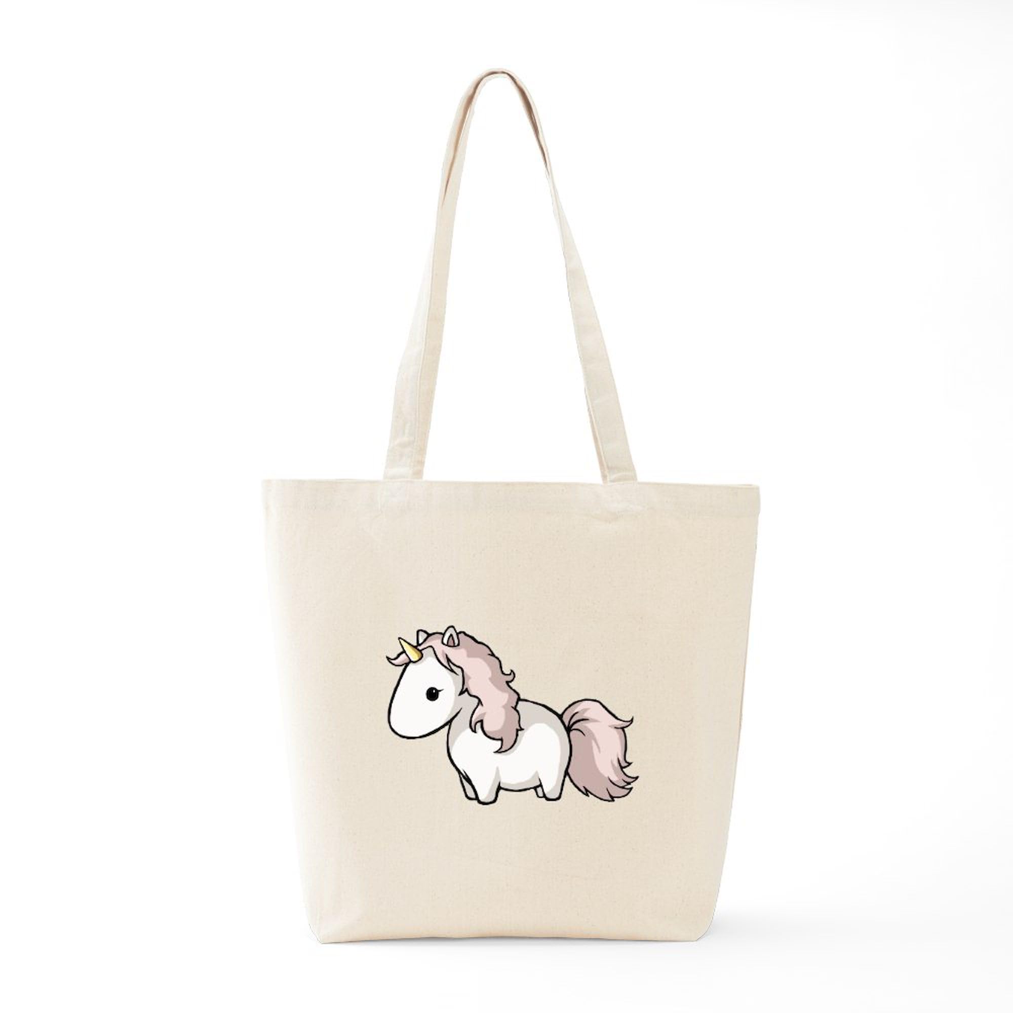 Pink Unicorn Tote Bag - Natural Canvas Reusable Shopping Bag for Women | Eco-Friendly Grocery Bag, Beach Tote & Everyday Carry