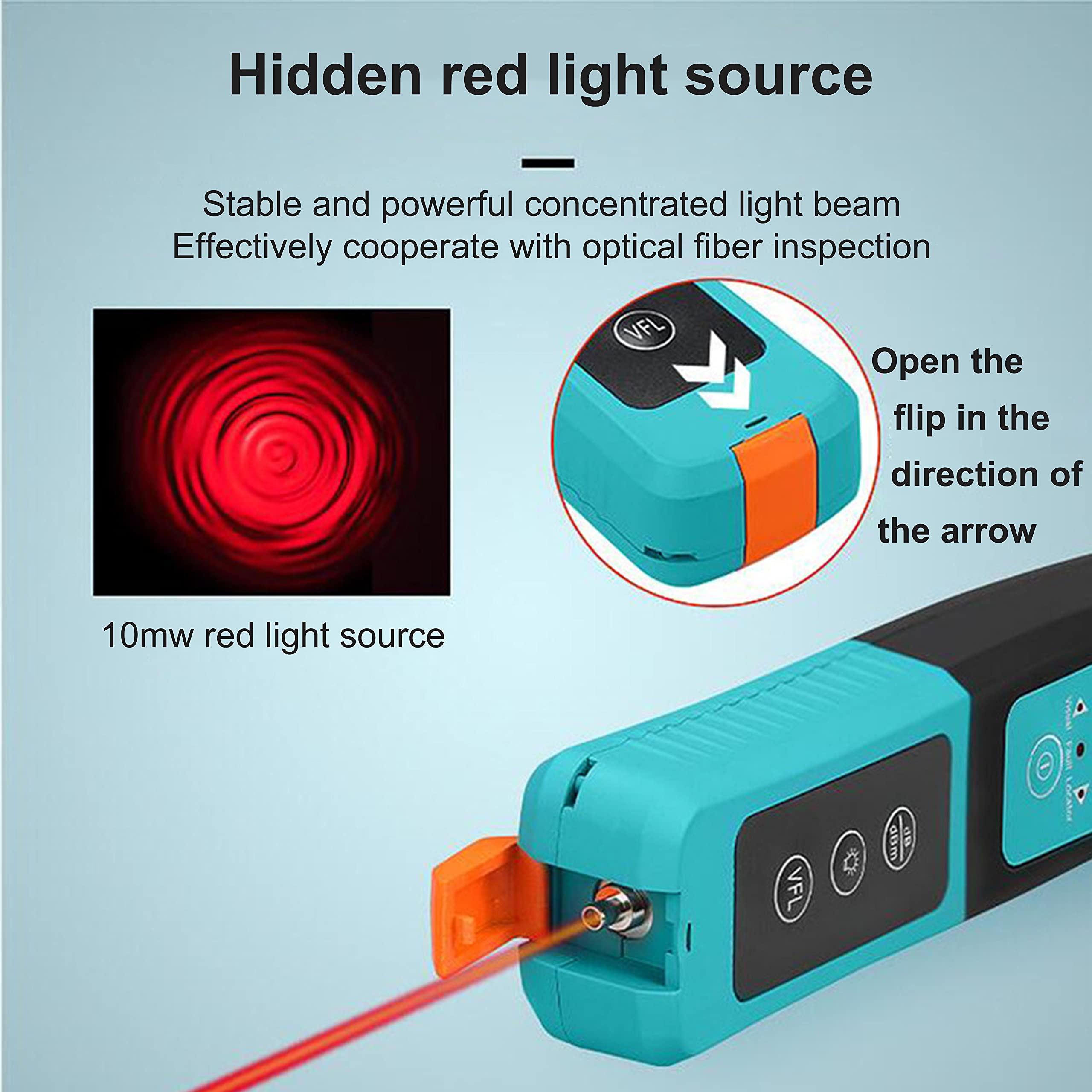 Hanchen Handheld Optical Fiber Identifier & Tester - High Performance Live Fiber Detector with 10mw Red Light Source for Single Mode/Multimode Cables (Blue) | Ideal for Network Maintenance, Telecom Installations & Fiber Optic Testing