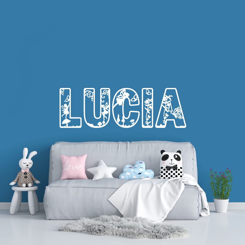 Custom Name Fairy Vinyl Wall Decal Sticker - Butterfly Flower Theme Nursery Decor for Girls' Bedroom | Perfect for Kids Room, Playroom & Baby Shower Gifts