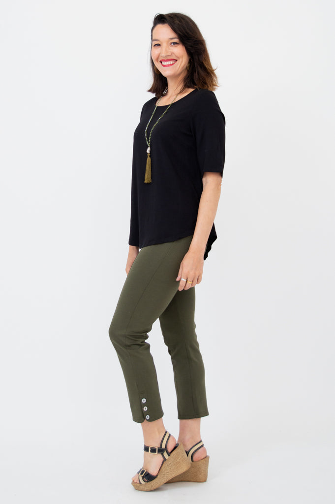 Liza Top Women's Black Bamboo Linen Blouse - Soft & Breathable Summer Tops for Casual Wear & Office Outfits