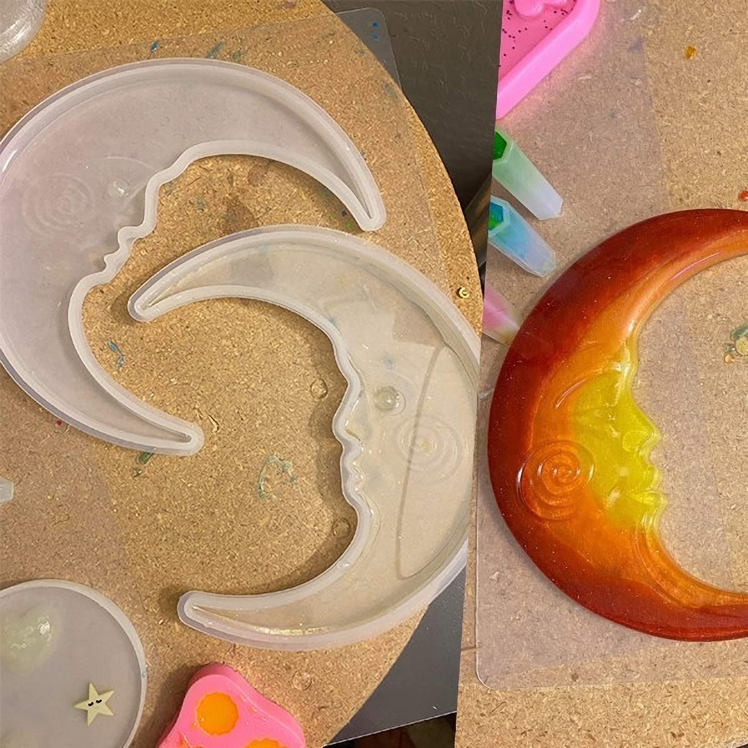 Sun and Moon Silicone Molds for Epoxy Resin | Crescent & Sunburst Mirror Resin Molds | DIY Art Crafts & Home Decor | Perfect for Wall Art, Jewelry Making, and Gift Projects