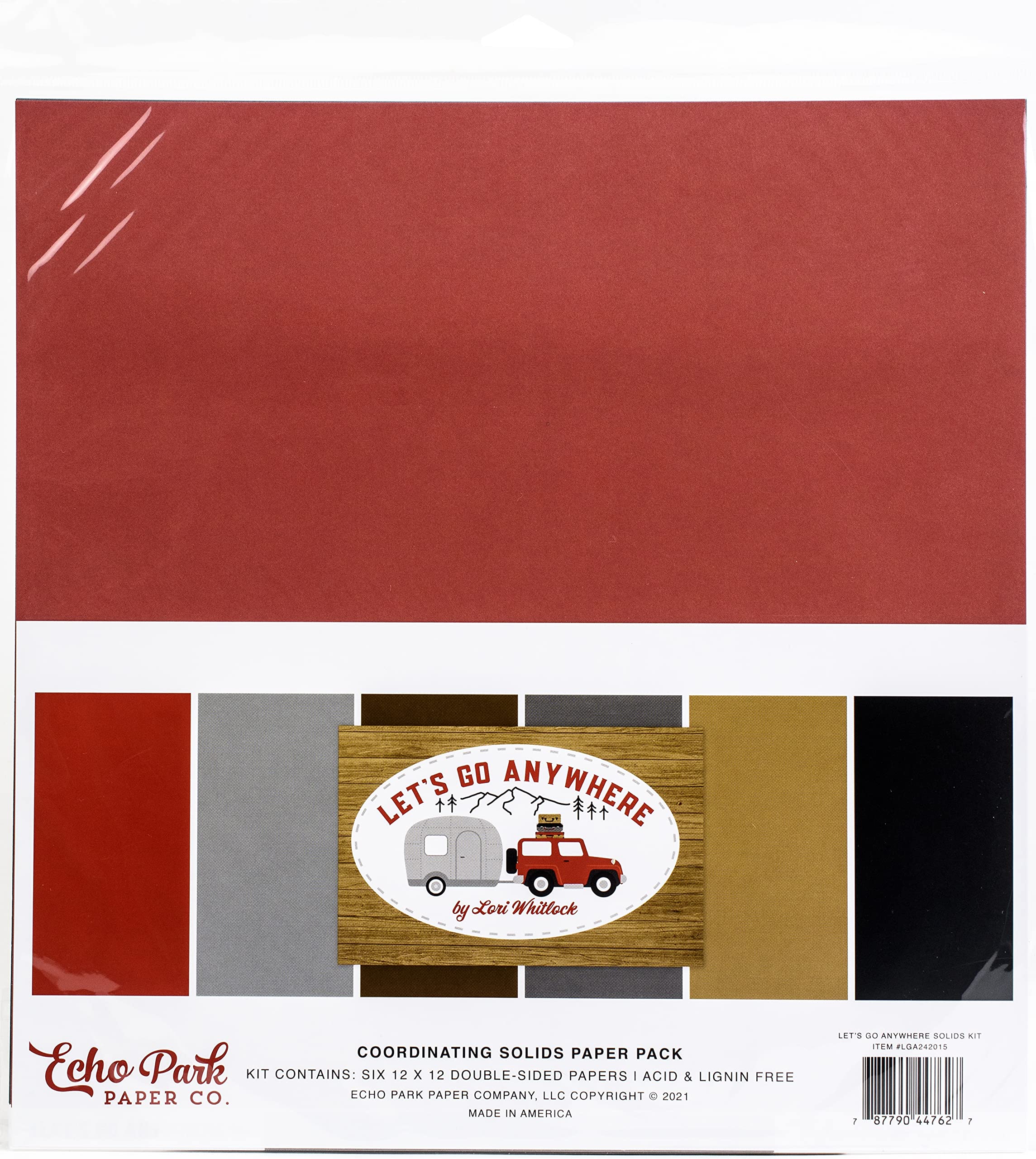 Echo Park Paper Co. Let's Go Anywhere Solids Kit - Premium Scrapbook Paper Set for Card Making, Journaling & DIY Crafts - Perfect for Travel Scrapbooks, Memory Albums & Creative Projects