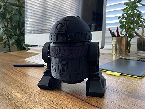 Star Wars R2D2 Inspired 3D Printed Phone Stand Holder - Compatible with Dot 3rd Generation, Universal Phone Dock for Desk, Perfect for Office, Home & Gaming Setup (Black)