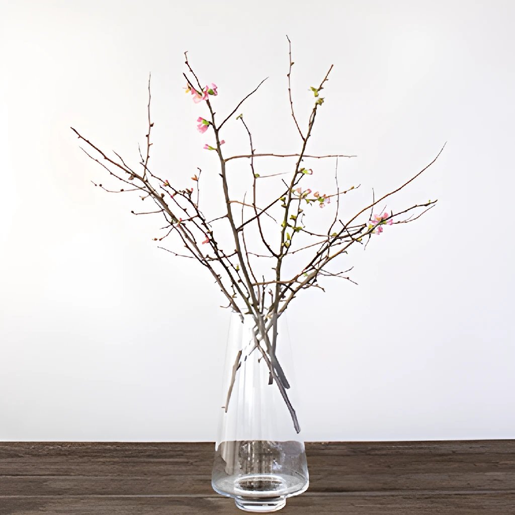 Blooming Coral Quince Branches - Artificial Flower Stems for Home Decor, Wedding Centerpieces, and Spring Floral Arrangements