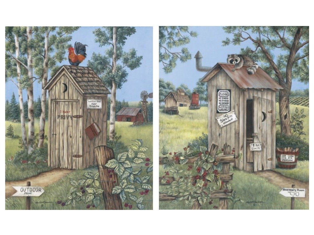 wallsthatspeak Outhouse Art Prints - Vintage Bathroom Wall Decor Posters for Home, Office & Cafe (12x18 Inch) - Perfect for Farmhouse, Rustic & Retro Interior Design
