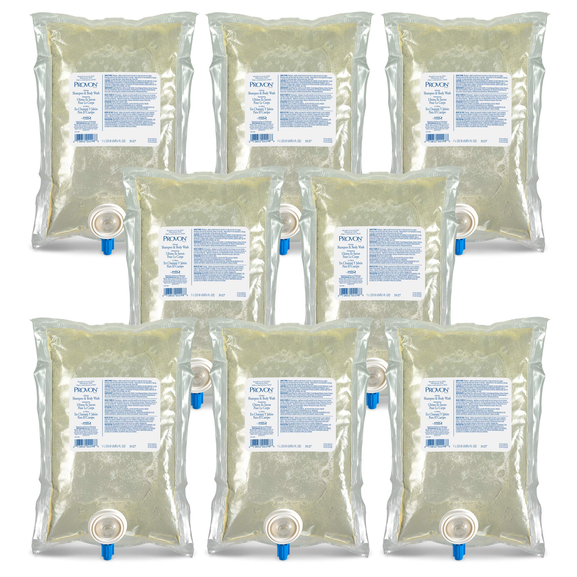 PROVON NXT Ultimate Shampoo & Body Wash Refill Pack - 8 x 1000mL Light Herbal Scent | For Push-Style Dispenser | Gentle Cleansing for All Skin & Hair Types | Perfect for Gyms, Spas & Healthcare Facilities