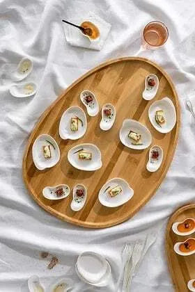 Premium Yayoi Bamboo Serving Tray - Natural Eco-Friendly Wooden Platter for Breakfast, Snacks & Charcuterie | Perfect for Dining, Entertaining & Home Decor