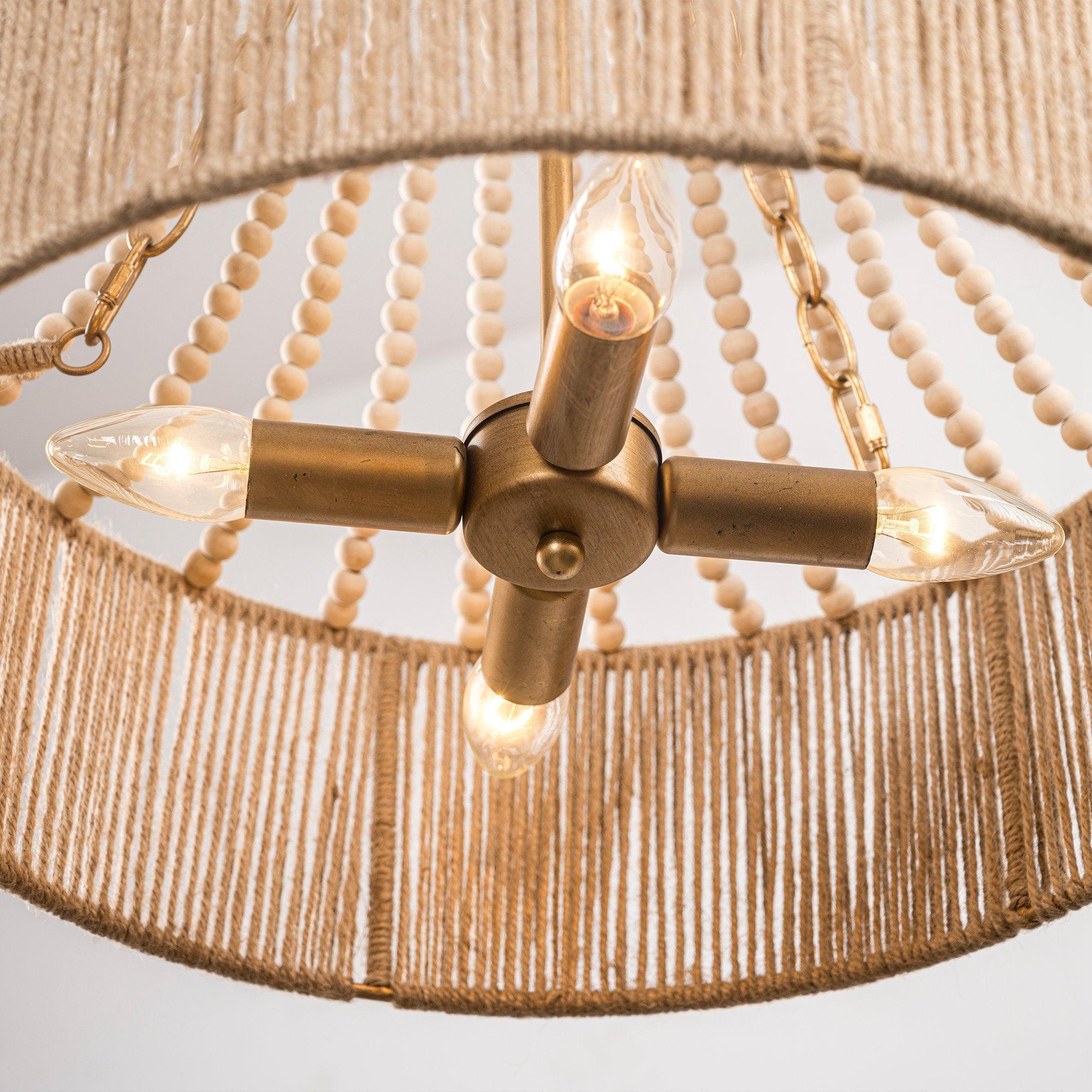 4-Light Golden Farmhouse Chandelier - Damp Rated for Indoor Use - Perfect for Dining Room, Kitchen, or Entryway Lighting