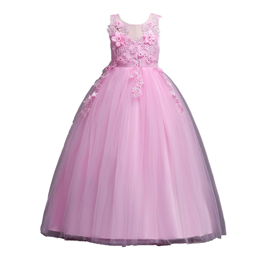 Flower Girl Dress Sleeveless Lace Floor Length Gown - Perfect for Weddings, Bridesmaid Parties, Pageants, First Communion & Boho Dance Events
