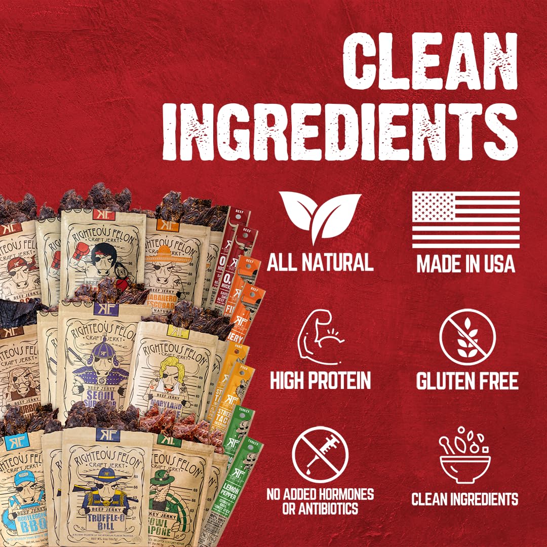 Premium Beef Jerky & Meat Sticks Variety Pack - High Protein, Low Carb, Low Sugar, Gluten Free Snacks - Healthy Keto & Paleo Snacks for Adults & Kids - Made with 100% Grass-Fed Beef - Perfect for Hiking, Camping & Road Trips (Noah's Ark 26 Pack)