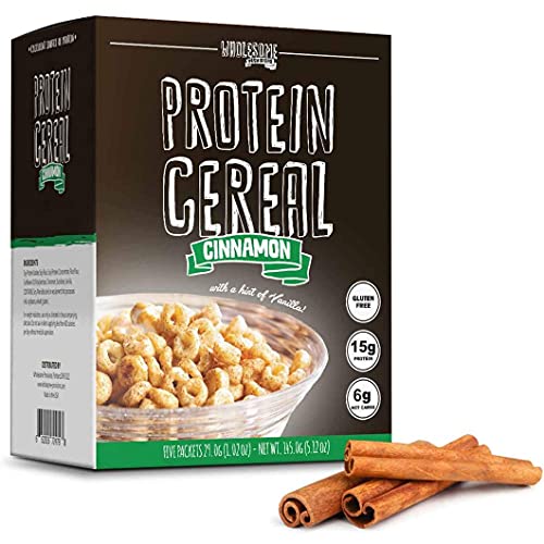 High Protein Low Carb Cereal - 15g Protein, 6g Net Carbs - Keto Friendly Breakfast Cereal - Cinnamon Flavor - 5 Individual Macro-Controlled Packets - Perfect for Athletes, Weight Loss & Healthy Lifestyle