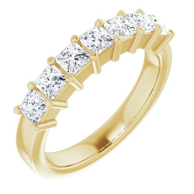 1.26 Carat Princess Cut Diamond Wedding Band - 7 Stone Anniversary Ring for Women, Elegant Bridal Jewelry, Perfect for Engagement, Proposal & Special Occasions