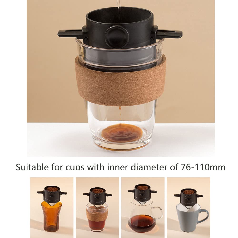 **Reusable Pour Over Coffee Maker - Portable Single Cup Travel Dripper with Collapsible Arms & Cup | Paperless Mini Coffee Filter for Camping, Office & Home Brewing**