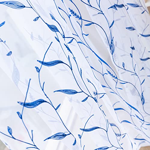 White-embroider-blue Leaf