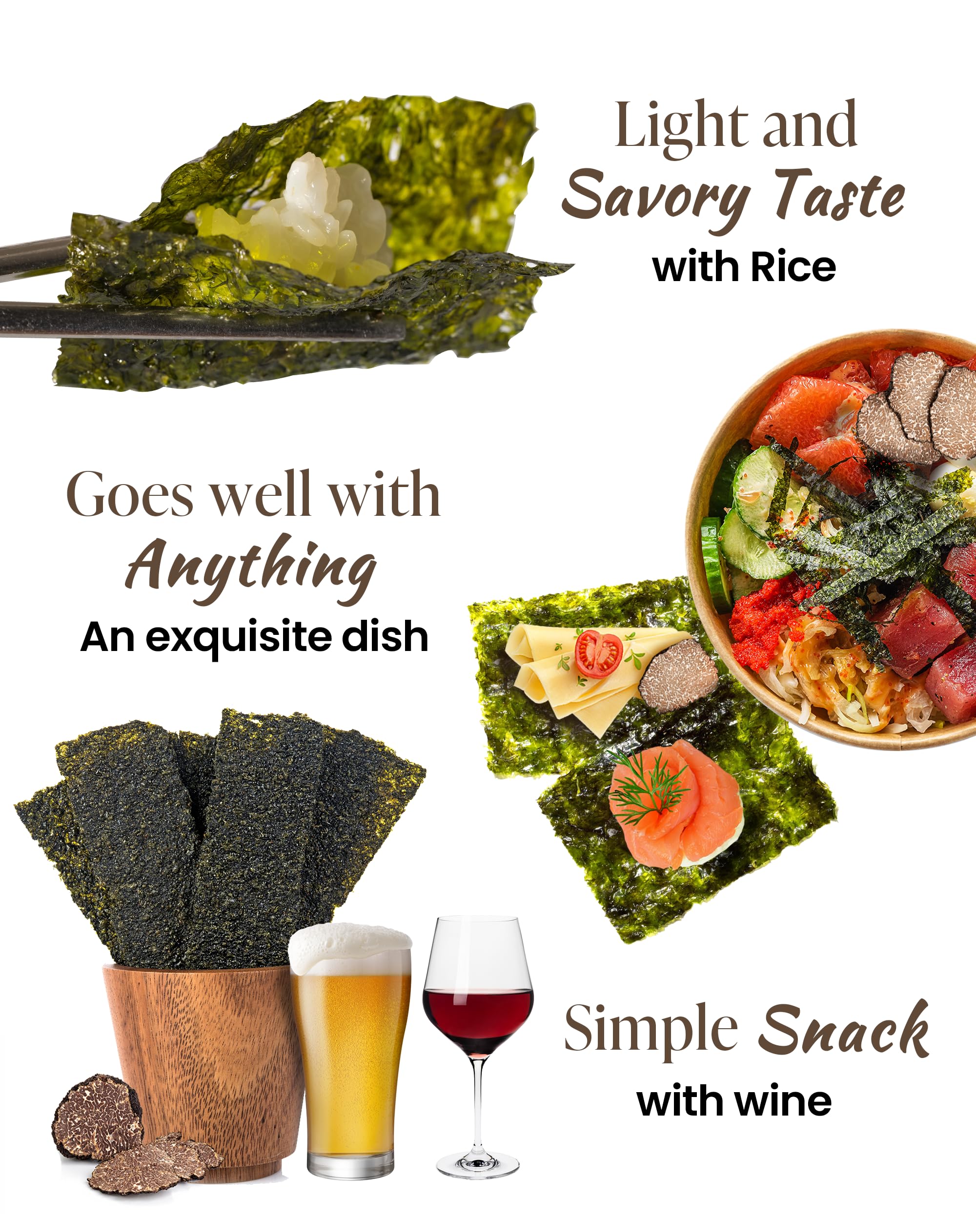 Premium Korean Roasted Seaweed Snacks with Black Truffle - GOTBanchan Organic Nori Sheets (10-Pack) | Low Carb, Gluten-Free | Perfect for Sushi, Gimbap, Musubi & Healthy Snacking