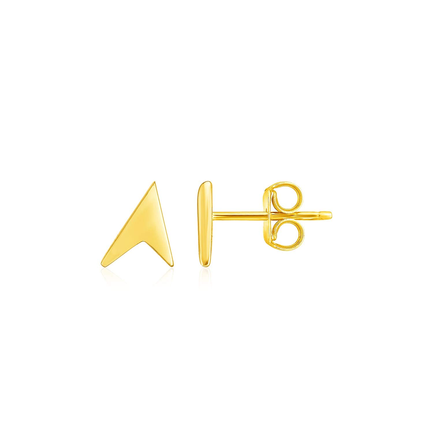 14k Yellow Gold Polished Arrow Head Stud Earrings for Women - Diamond2Deal | Elegant Dainty Jewelry Gift for Birthday, Anniversary & Everyday Wear