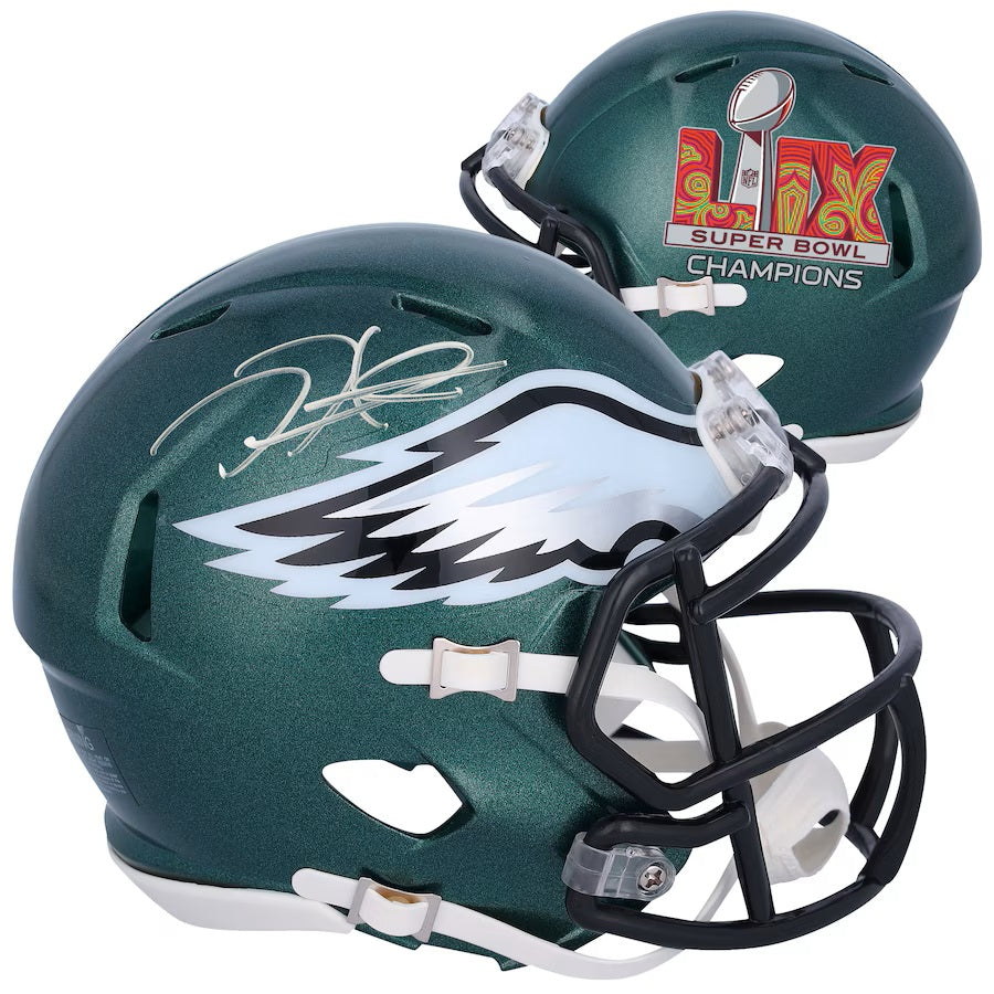 Jalen Hurts Autographed Philadelphia Eagles Super Bowl 59 Champions Mini Speed Helmet - Authentic Signed NFL Collectible for Eagles Fans, Sports Memorabilia, Man Cave Decor & Gift for Football Enthusiasts