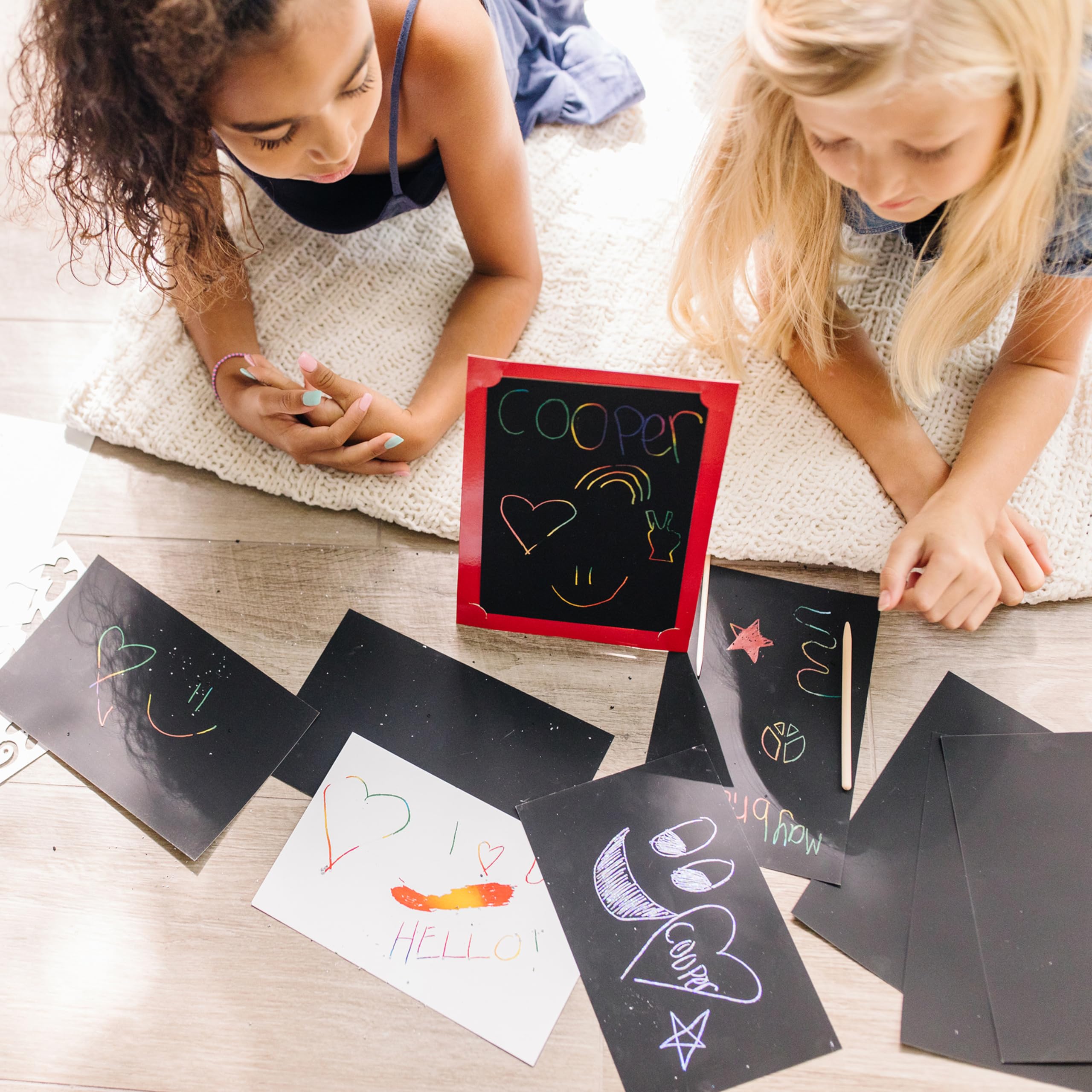 Melissa & Doug Deluxe Scratch Art Set for Kids - 16 Scratch Boards, 2 Stylus Tools & 3 Display Frames - FSC Certified Creative Art Activity for Home, School & Party Fun