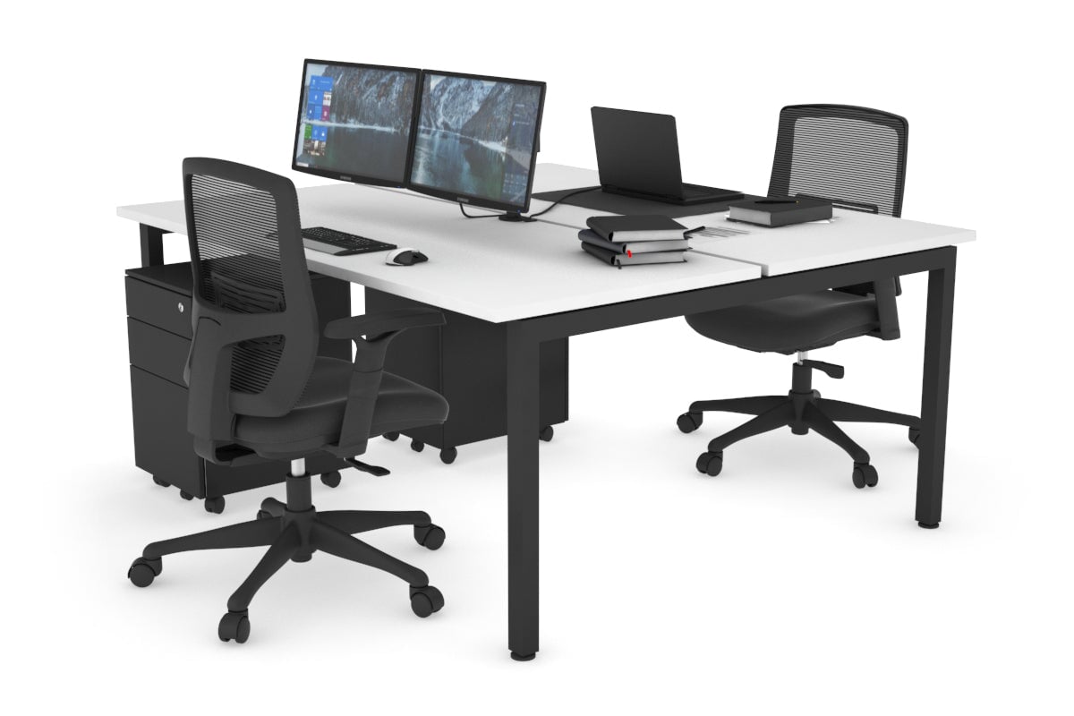 Quadro Square Legs 2 Person Office Workstation Desk - 1200L x 700W Modern Shared Workspace Solution for Home & Business Offices