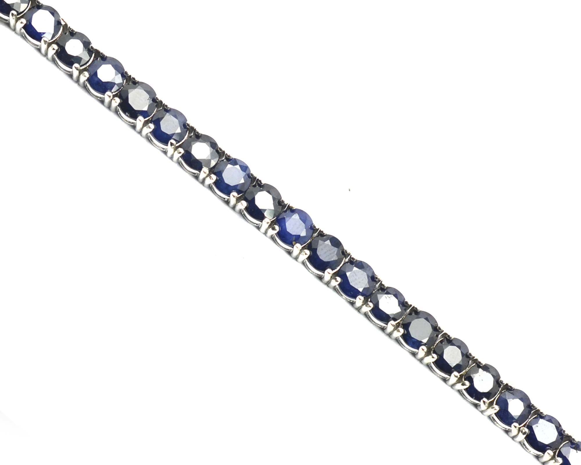 925 Sterling Silver Natural 5mm Round Cut Sapphire Tennis Bracelet | September Birthstone Jewelry for Women | Elegant Gift for Wife, Mother, Girlfriend | Perfect for Birthdays, Anniversaries & Special Occasions
