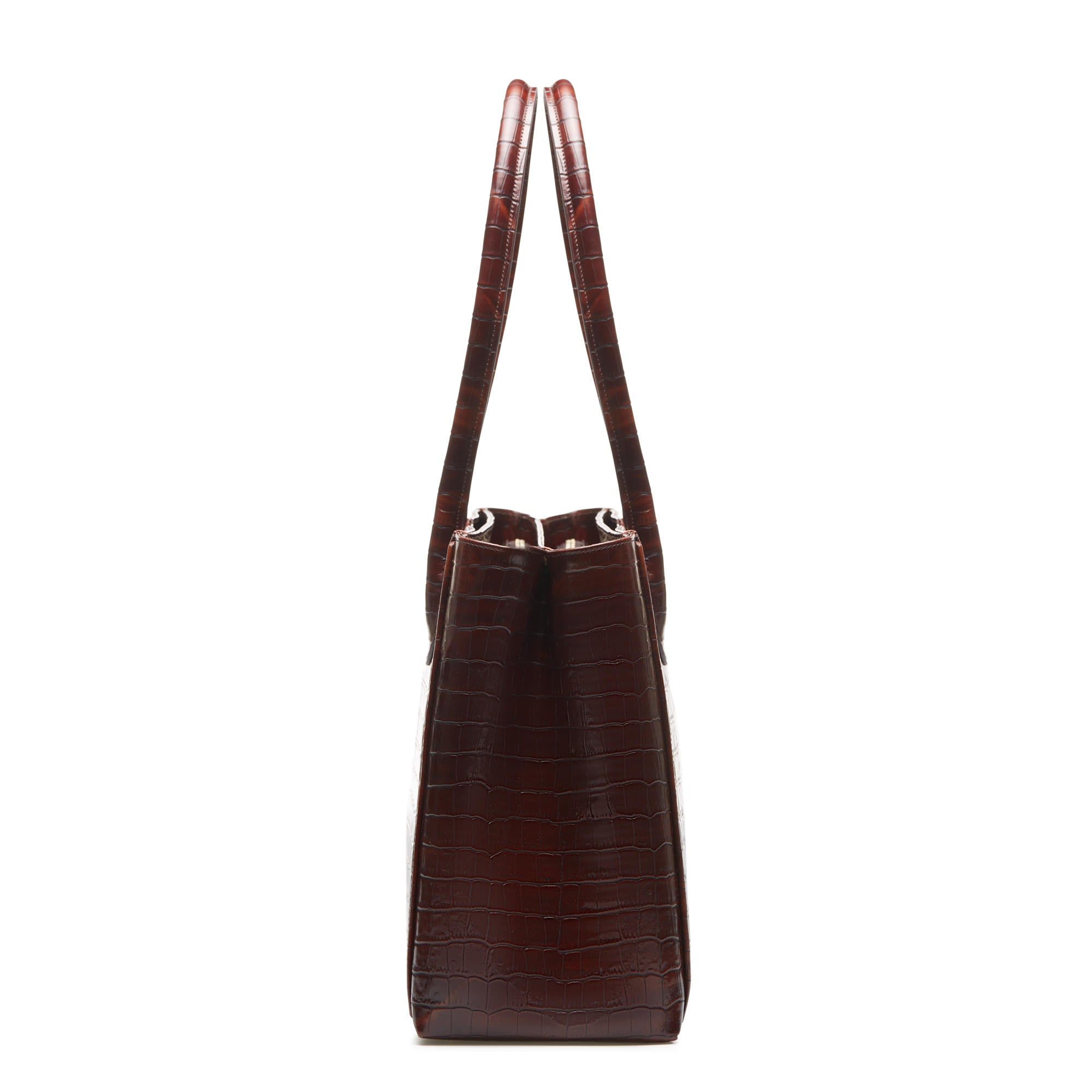 Honoré Cloe Crocodile Embossed Brown Calfskin Leather Handbag for Women - Elegant Designer Purse for Work, Evening Events & Daily Use