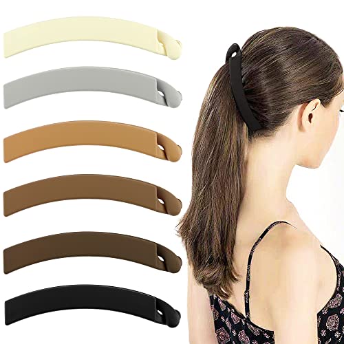 Ahoney 6 Pack Vintage Banana Hair Clips for Women - Non-Slip Ponytail Holders for Thin & Fine Hair (4 Inch) - Perfect for Work, Gym, and Everyday Styling