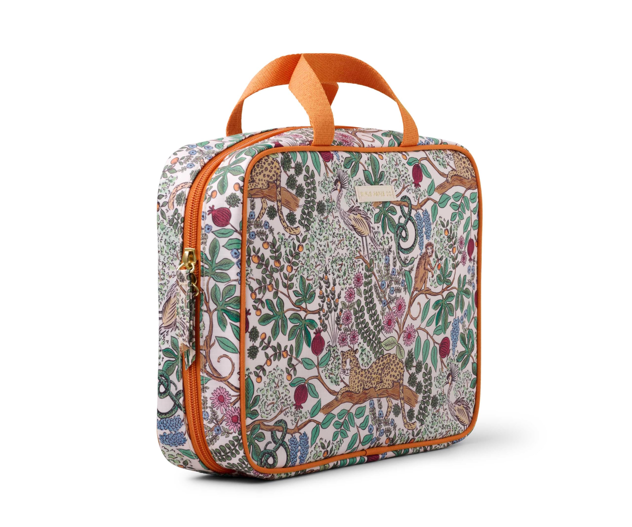 RIFLE PAPER CO. Travel Cosmetic Bag with Storage Pockets - Easy to Clean Waterproof Makeup Organizer - Stylish Safari Print Design - Perfect for Vacation, Business Trips & Daily Essentials Organization