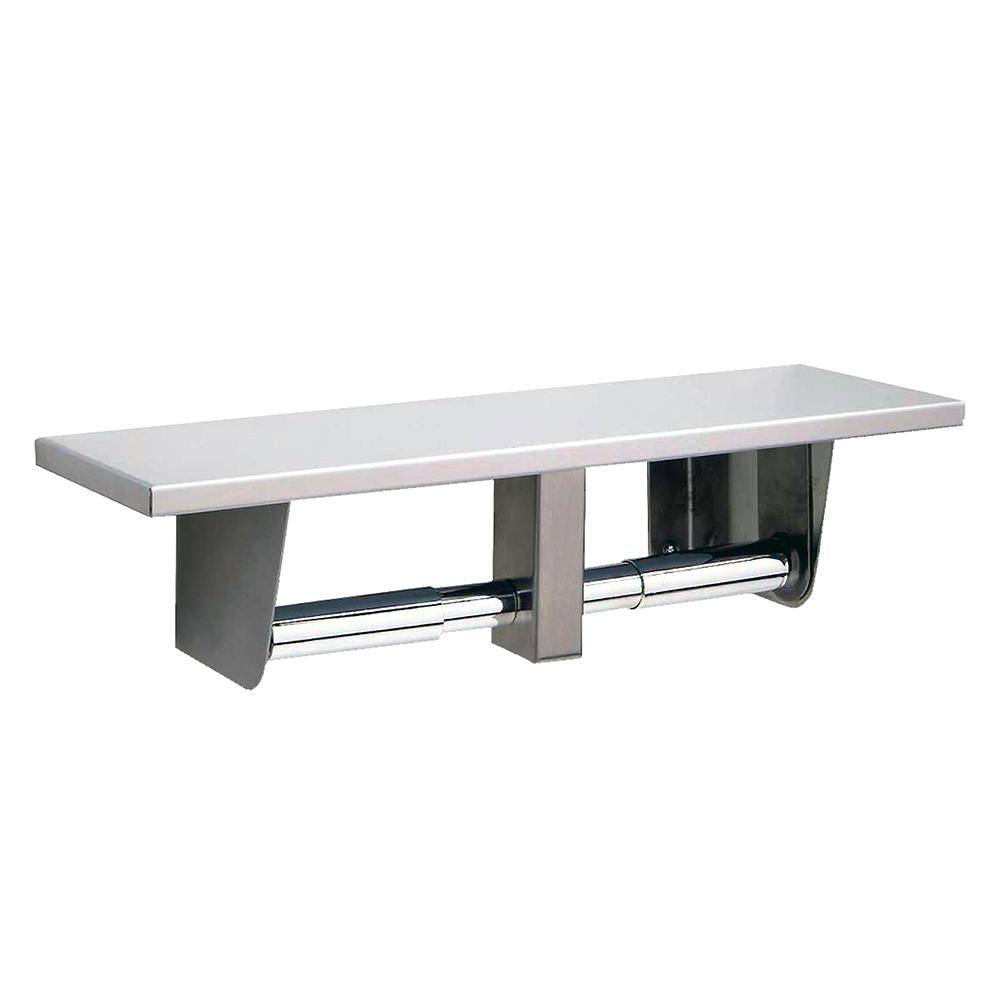 Bobrick B2840 Surface Mounted Toilet Paper Dispenser with Utility Shelf - Satin Finish for Commercial & Public Restrooms