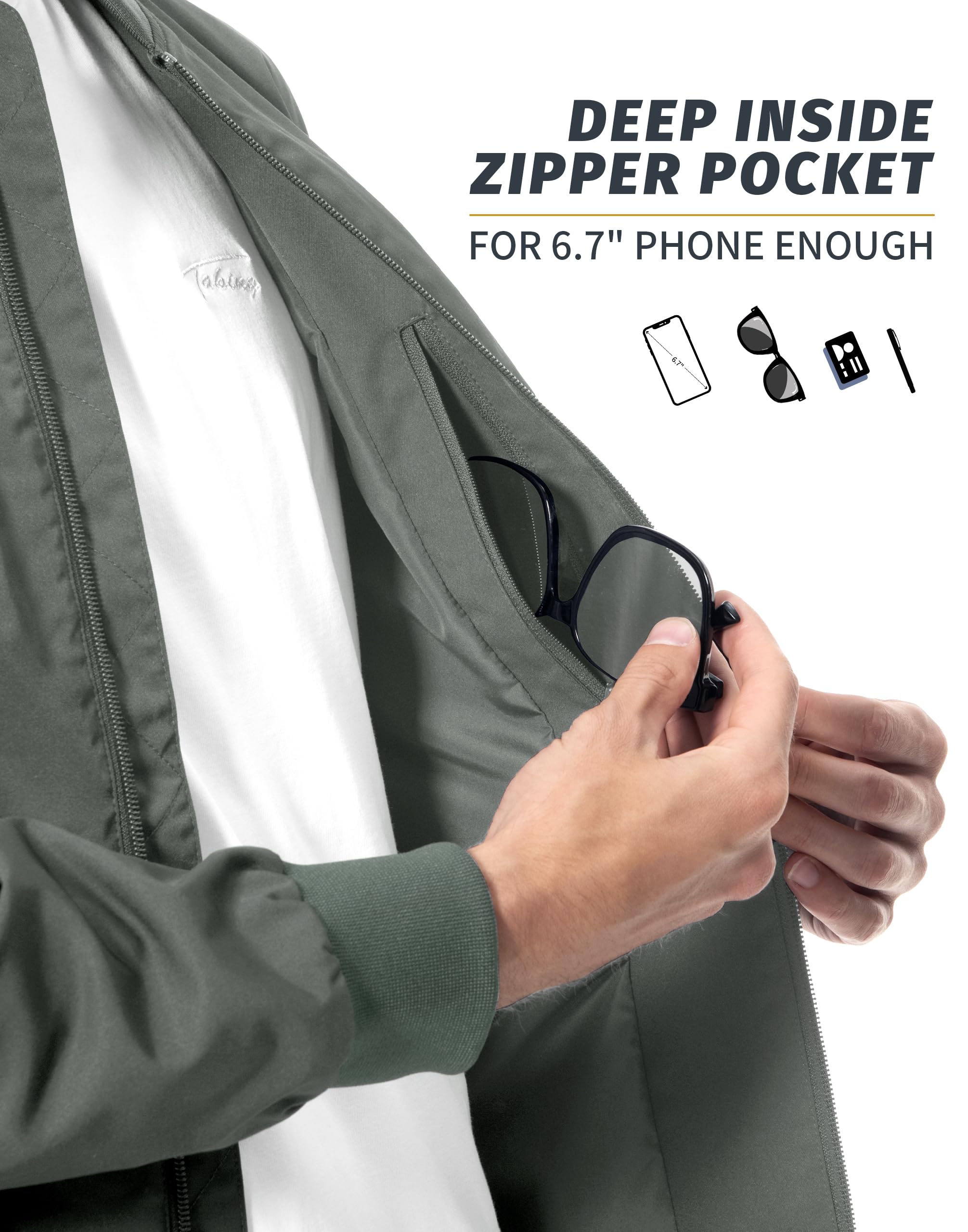 **Pioneer Camp Men's Lightweight Bomber Jacket - Stylish Varsity Flight Zip Up Windbreaker with Pockets for Spring & Fall | Casual Outdoor Wear, Travel, and Everyday Fashion**