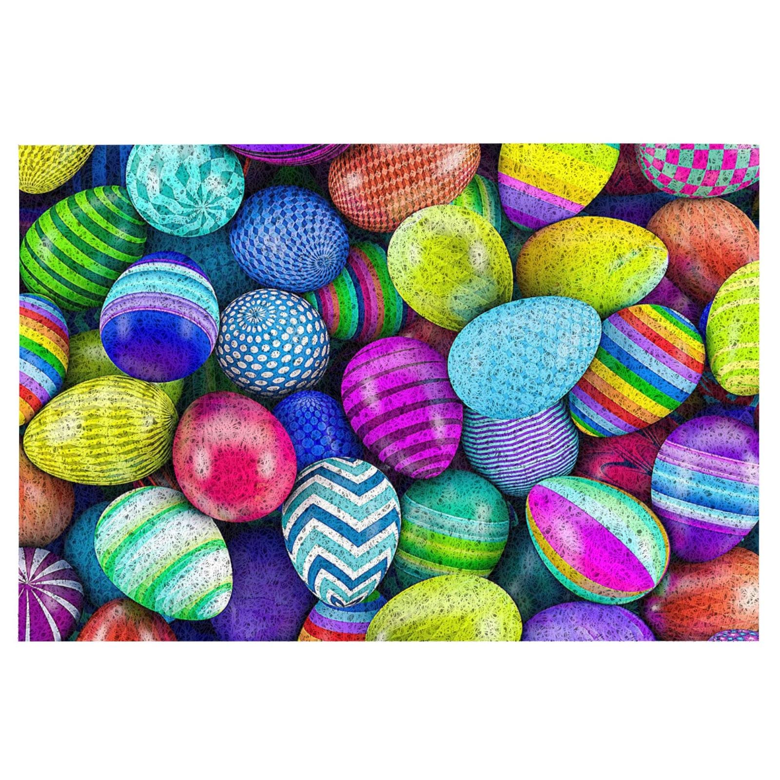 Easter Egg Pattern Area Rug - Non-Slip Indoor Outdoor Carpet for Living Room, Bedroom, Bath Mat, Doormat - Home Decor Floor Mat for Spring Decorations & Holiday Housewarming Gifts