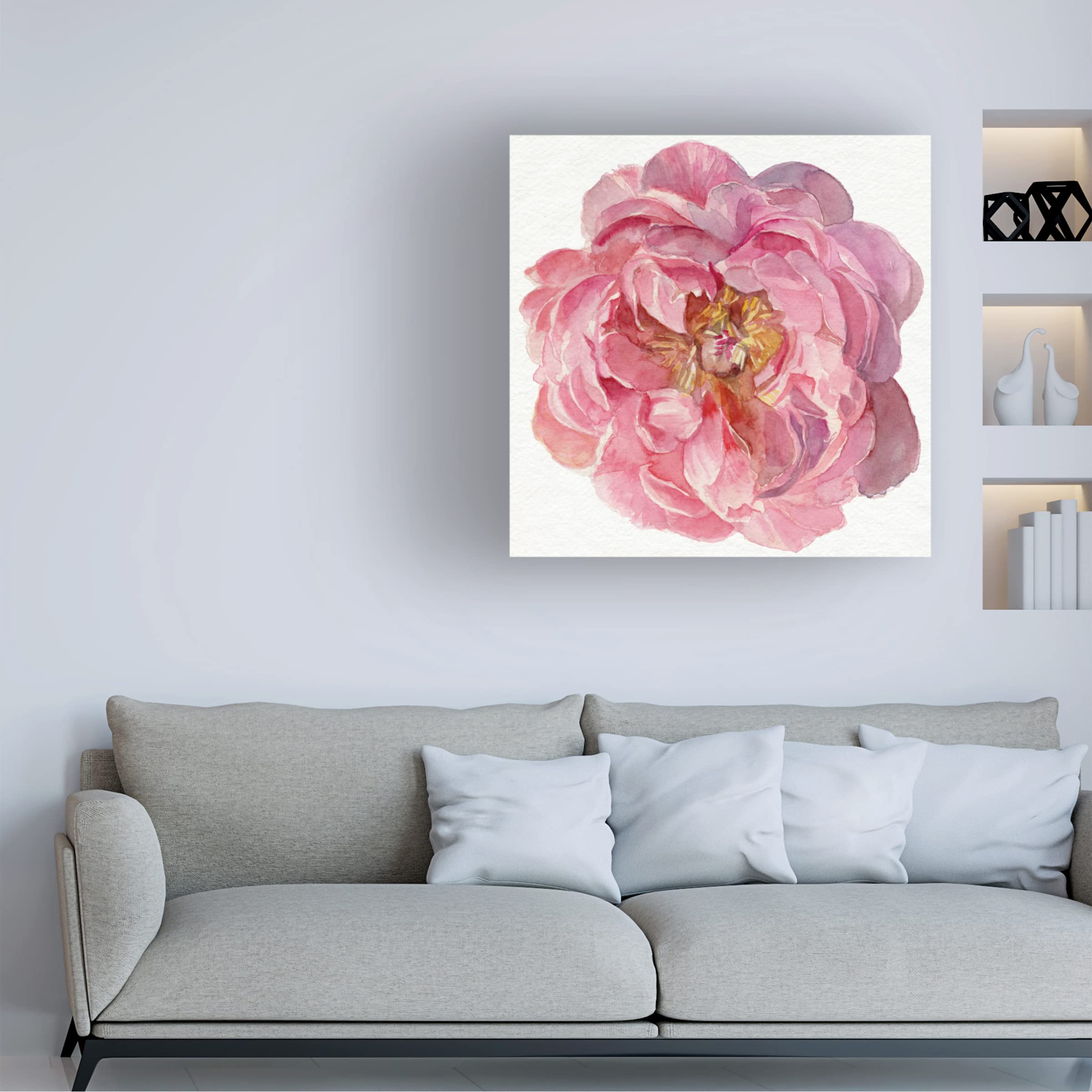 Jennifer Paxton Parker 'Blossomed Peony II' Floral Canvas Wall Art Print - Vibrant Peony Flower Painting for Living Room, Bedroom & Office Decor