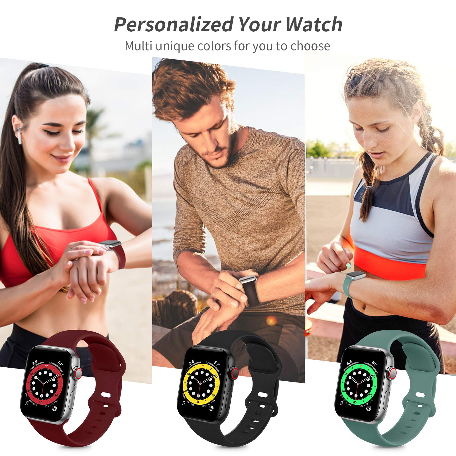 Premium Sport Bands for Apple Watch 38mm 40mm 41mm 42mm 44mm 45mm 49mm - Soft Silicone Waterproof Strap Compatible with iWatch Ultra 2 Series 9/8/7/6/5/4/3/2/1 & SE - Unisex Design for Men & Women - Perfect for Workouts, Swimming & Everyday Wear