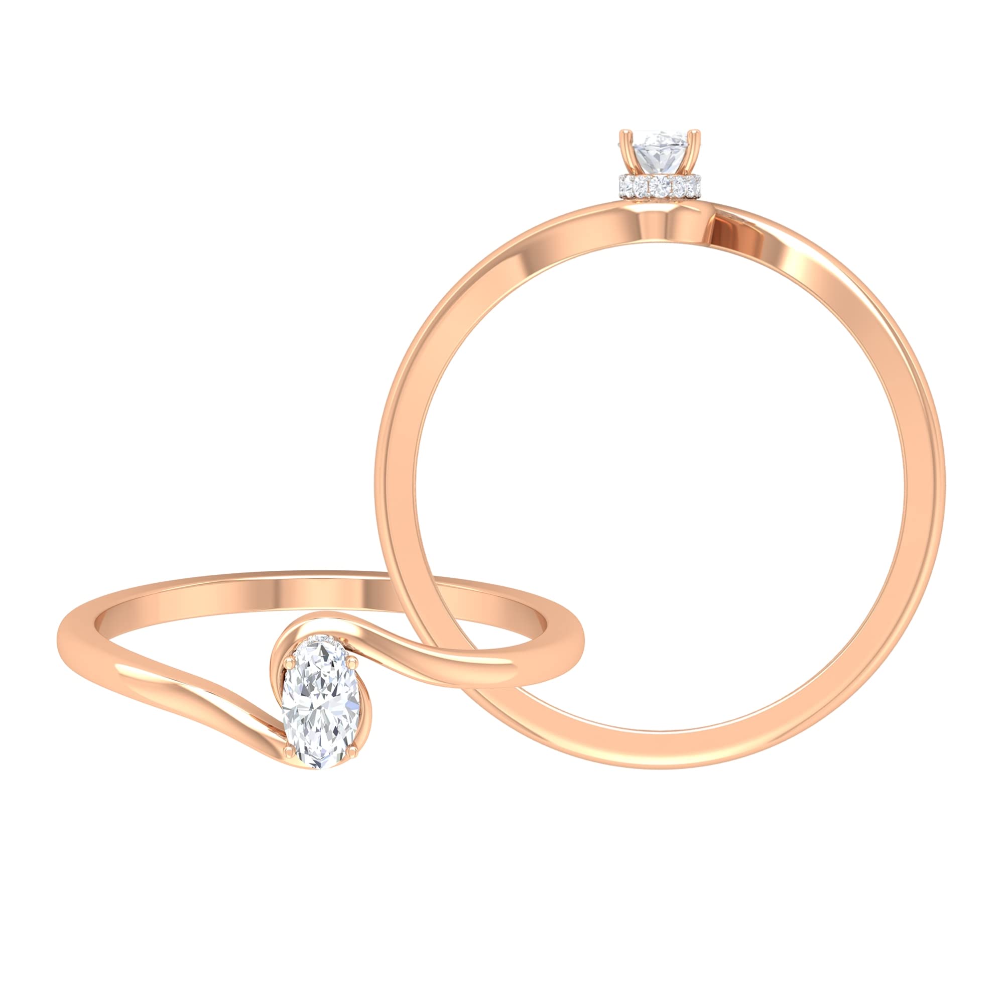 1/2 CT Oval Cut Diamond Solitaire Ring - 14K Solid Gold Certified Diamond Engagement Ring for Women | Perfect for Proposals, Anniversaries & Special Occasions