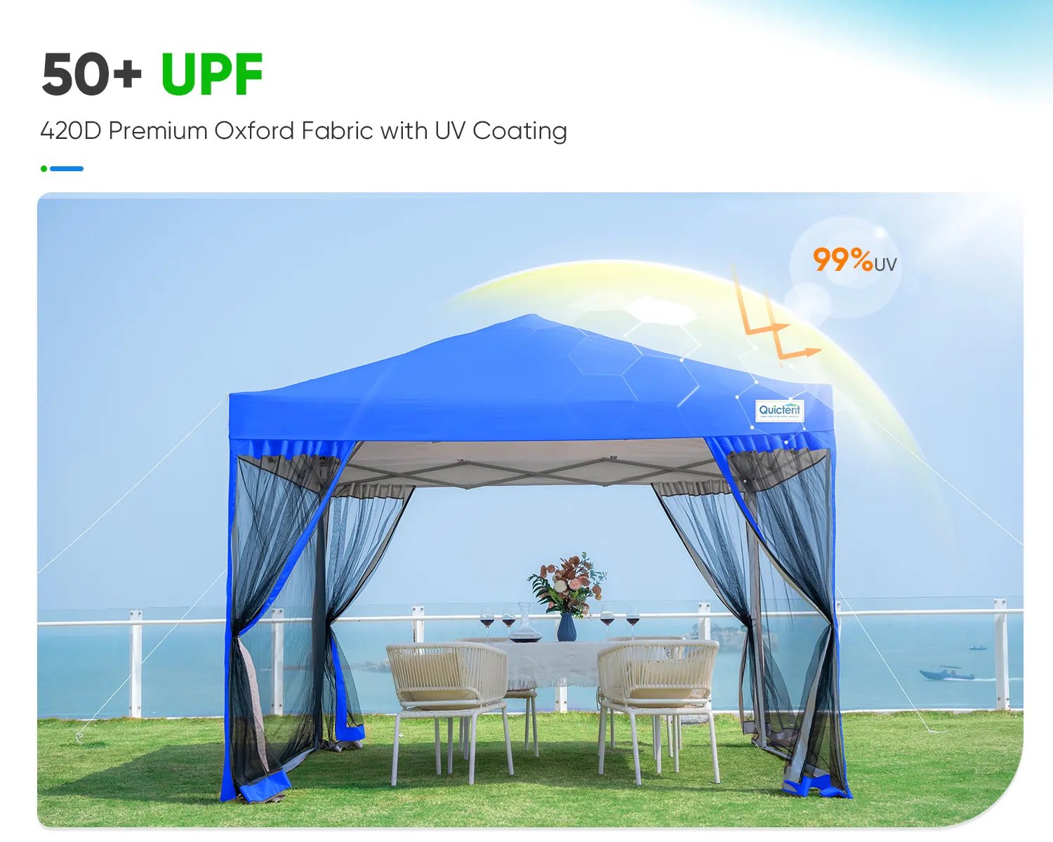 10' x 10' Pop Up Canopy Tent with Removable Sidewalls & Netting - Perfect for Outdoor Events, Camping, Beach Parties, and Backyard Gatherings